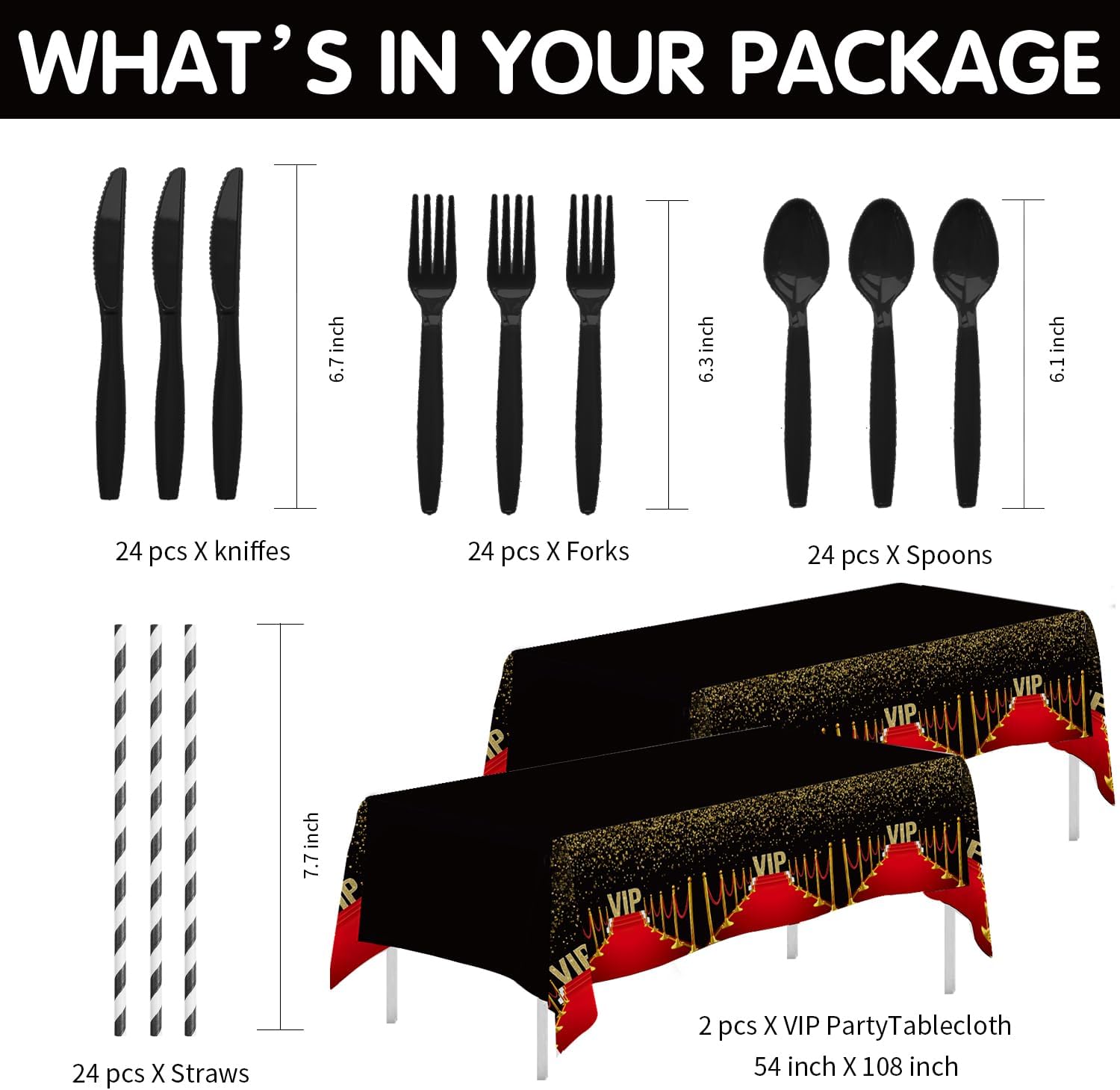 VIP Red Carpet Party Tableware Set for 24 Guests