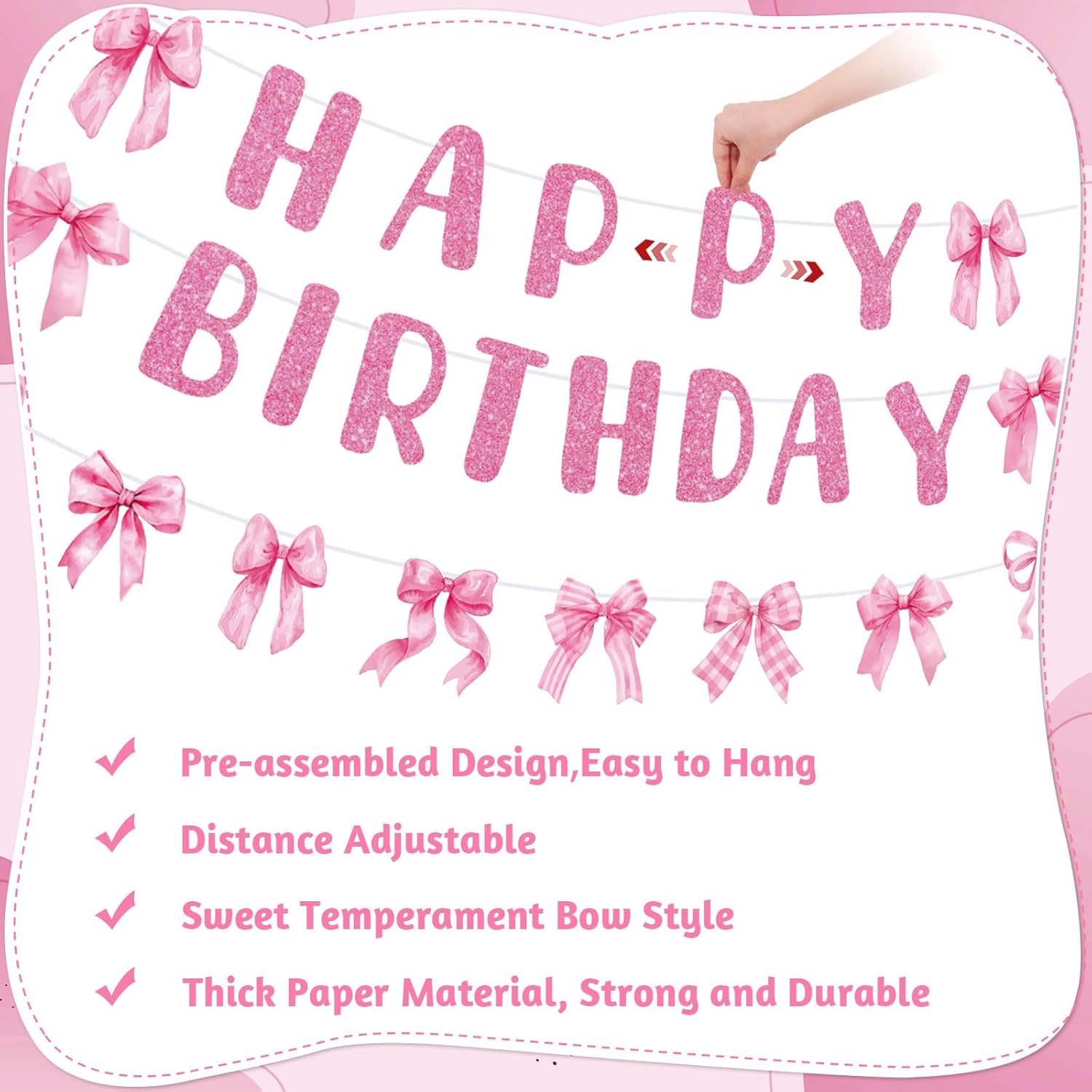 Pink Bow Birthday Party Decorations Set