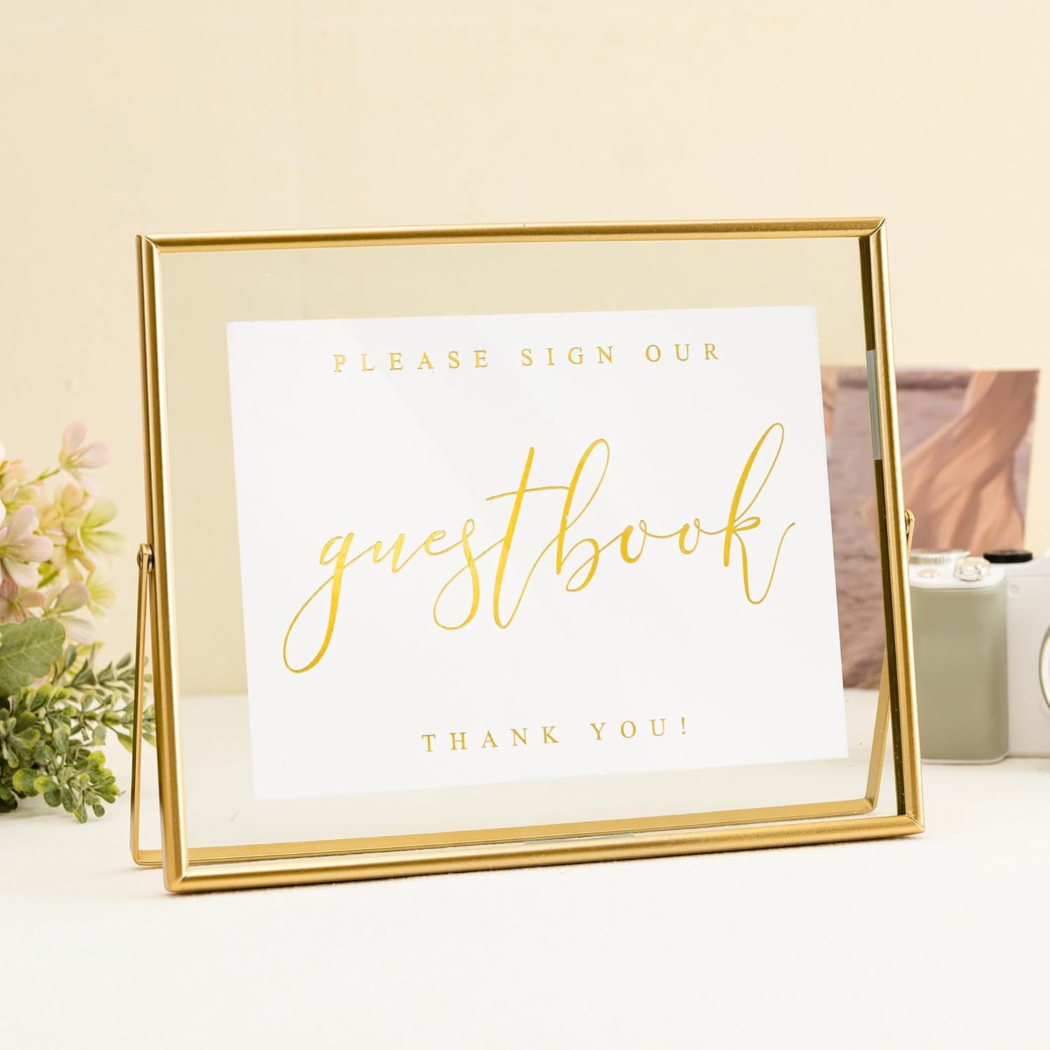 Calculs Gold Floating Picture Frame Wedding Guest Book