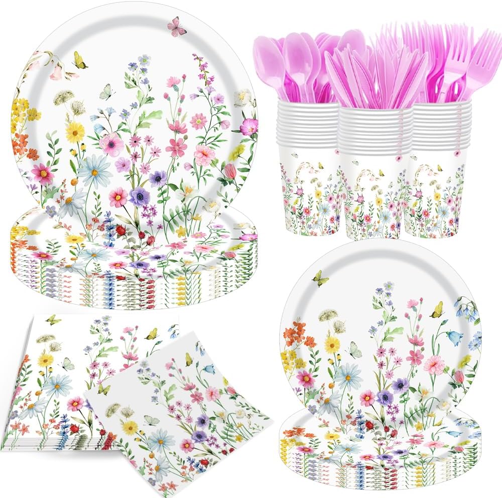 140 Pcs Wildflower Party Supplies Decorations