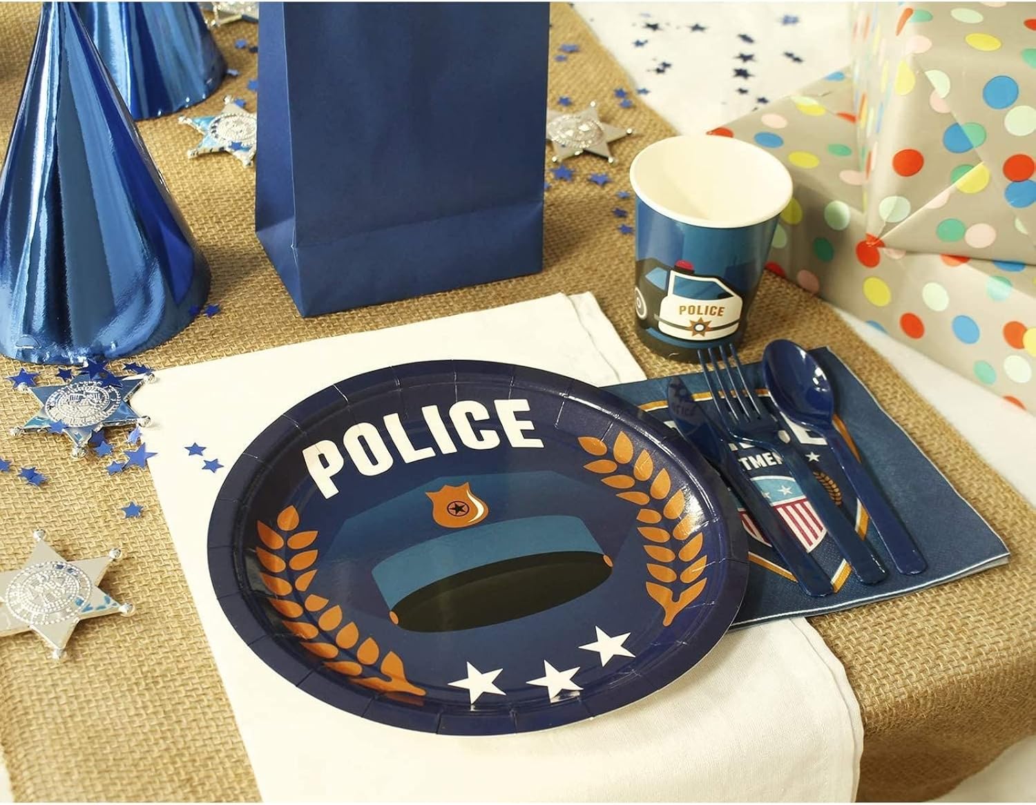 144 Piece Police Birthday Party Supplies for 24 Guests