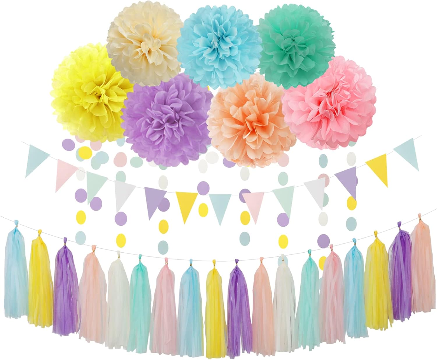 Lasting Surprise Pastel Rainbow Party Decor Kit 29pcs
