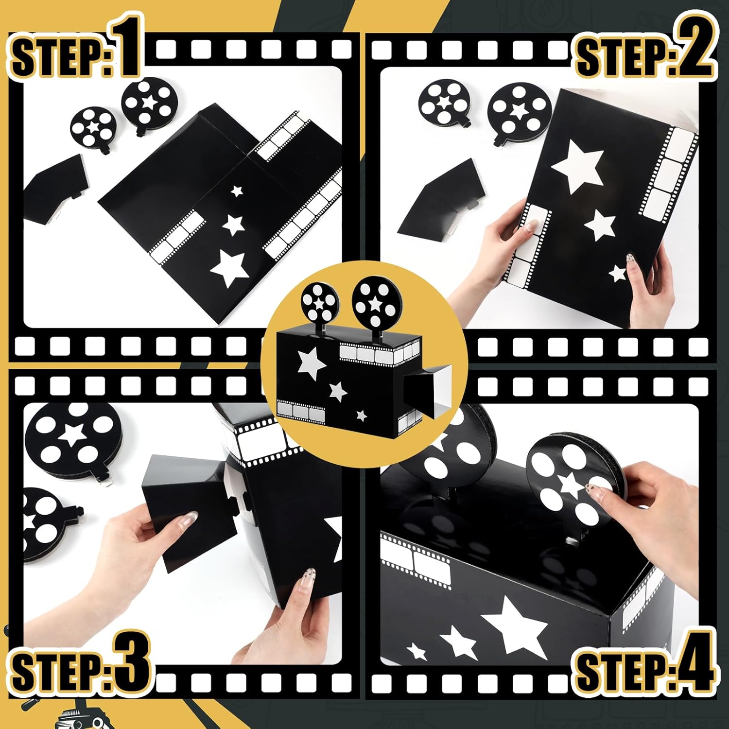 4 Pcs Movie Night Party Decorations Red Carpet Centerpieces