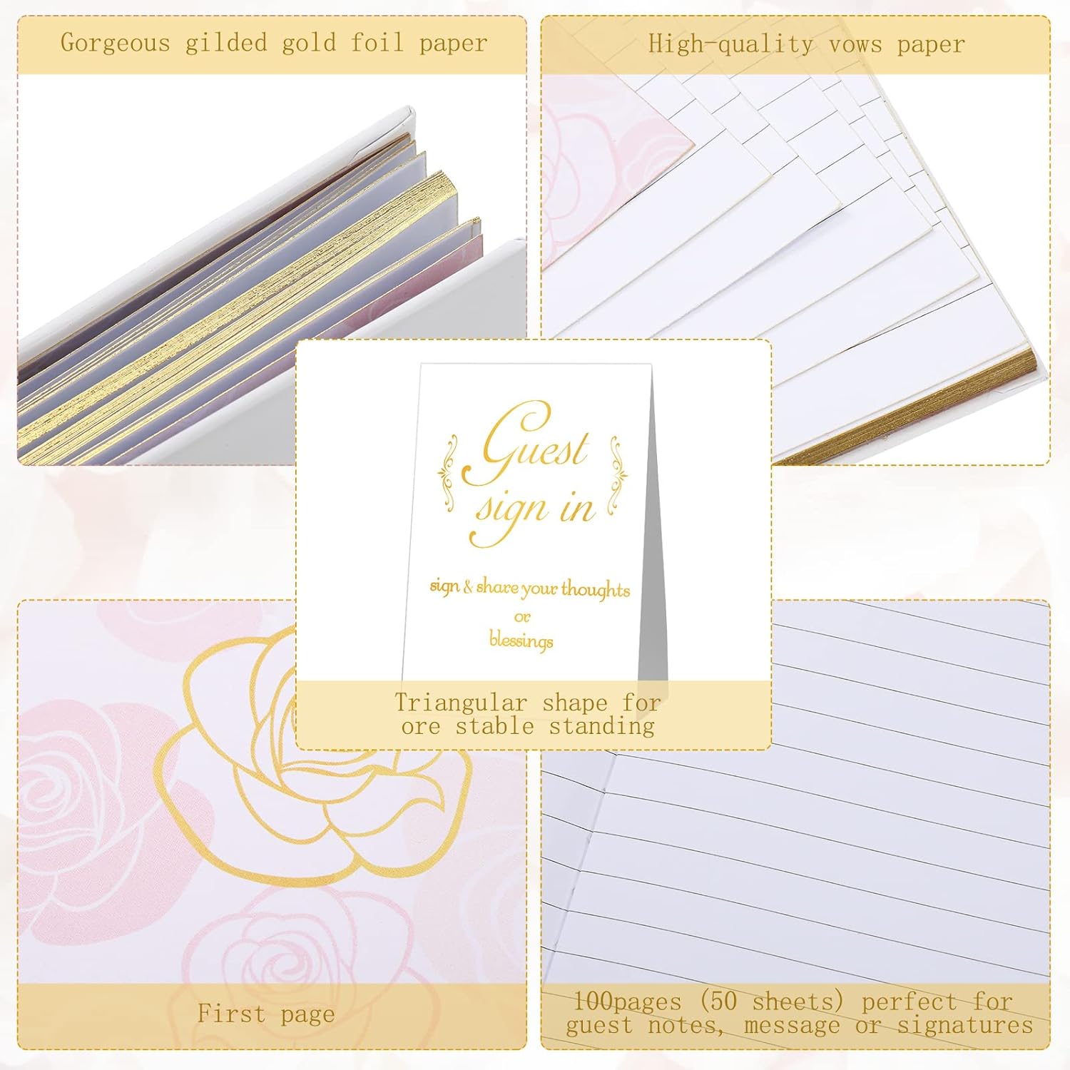 Wedding Guest Book with Pen and Table Cards 9x9 Inch