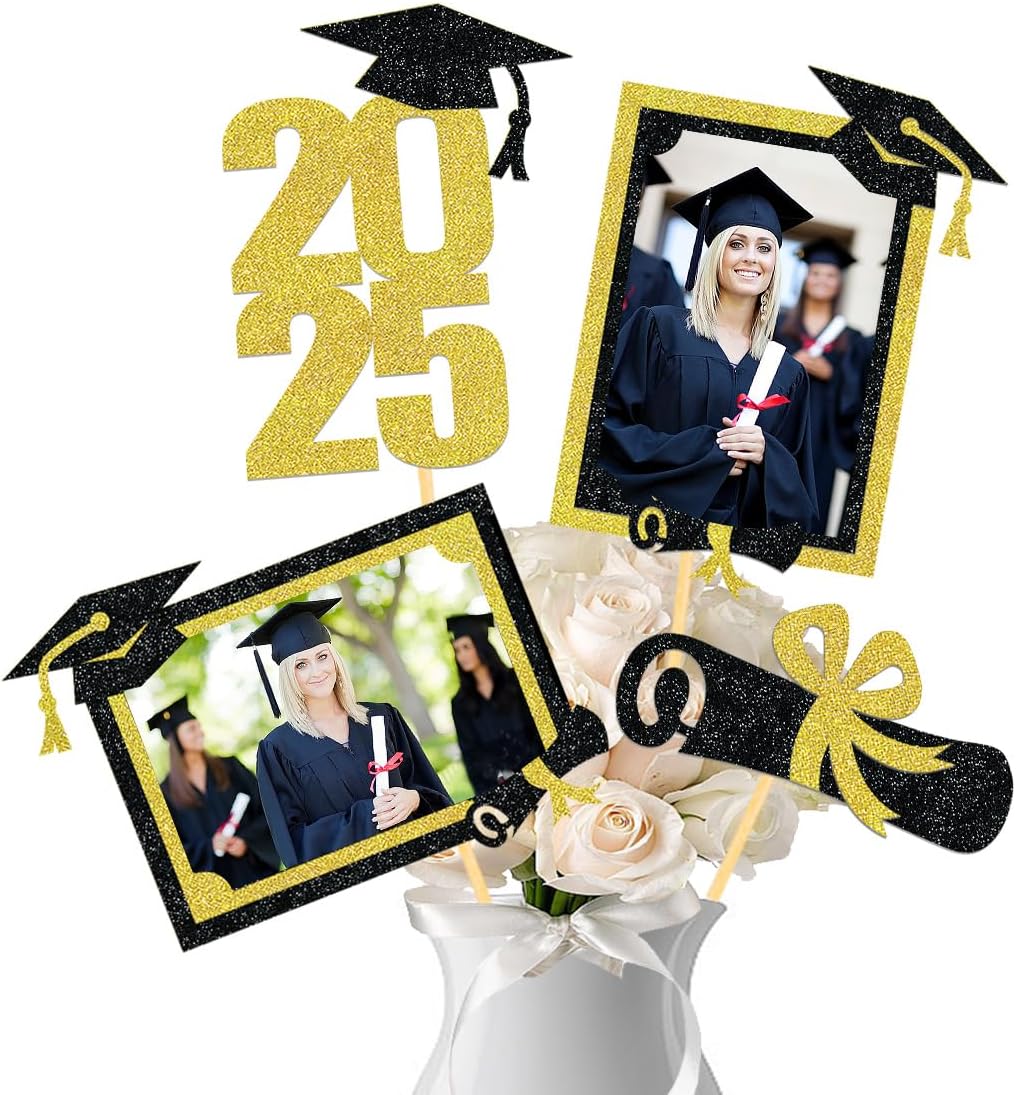 21pcs 2025 Graduation Centerpieces Gold