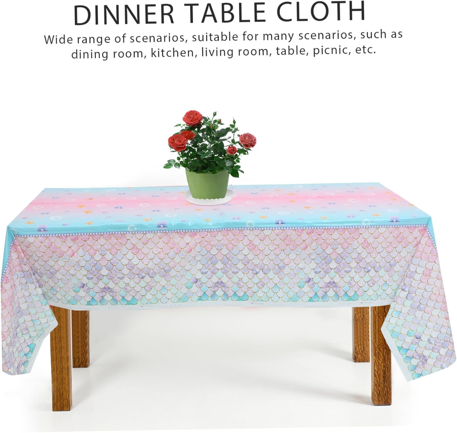 LIFKOME Mermaid Themed Disposable Tablecloth for Birthday Parties