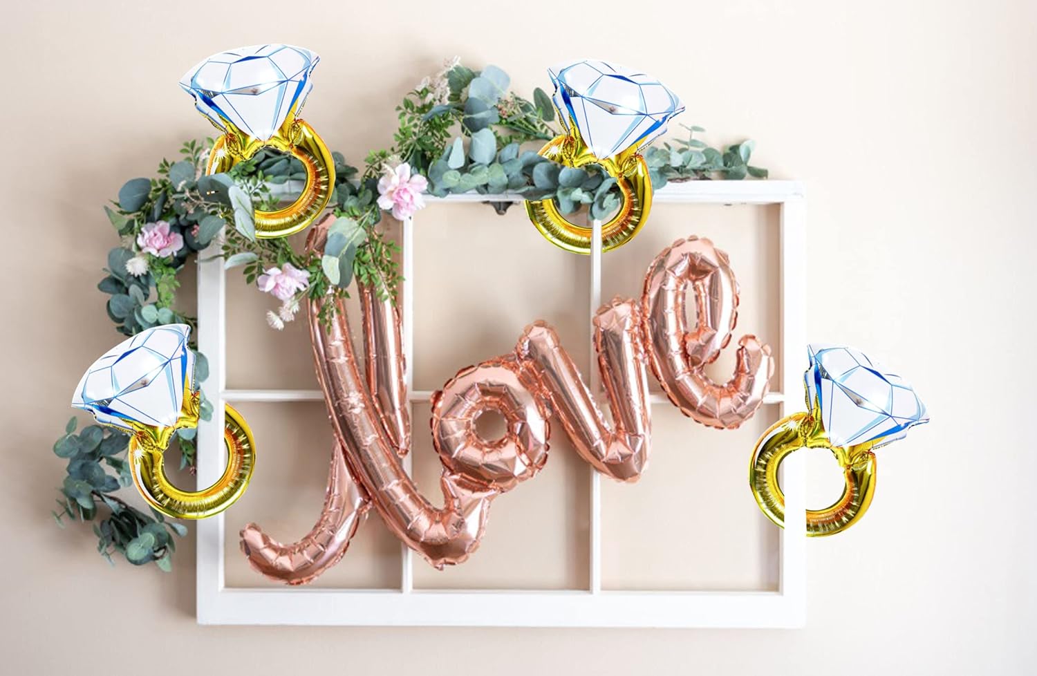 3Pcs Diamond Engagement Mylar Balloons Wedding Party Decorations