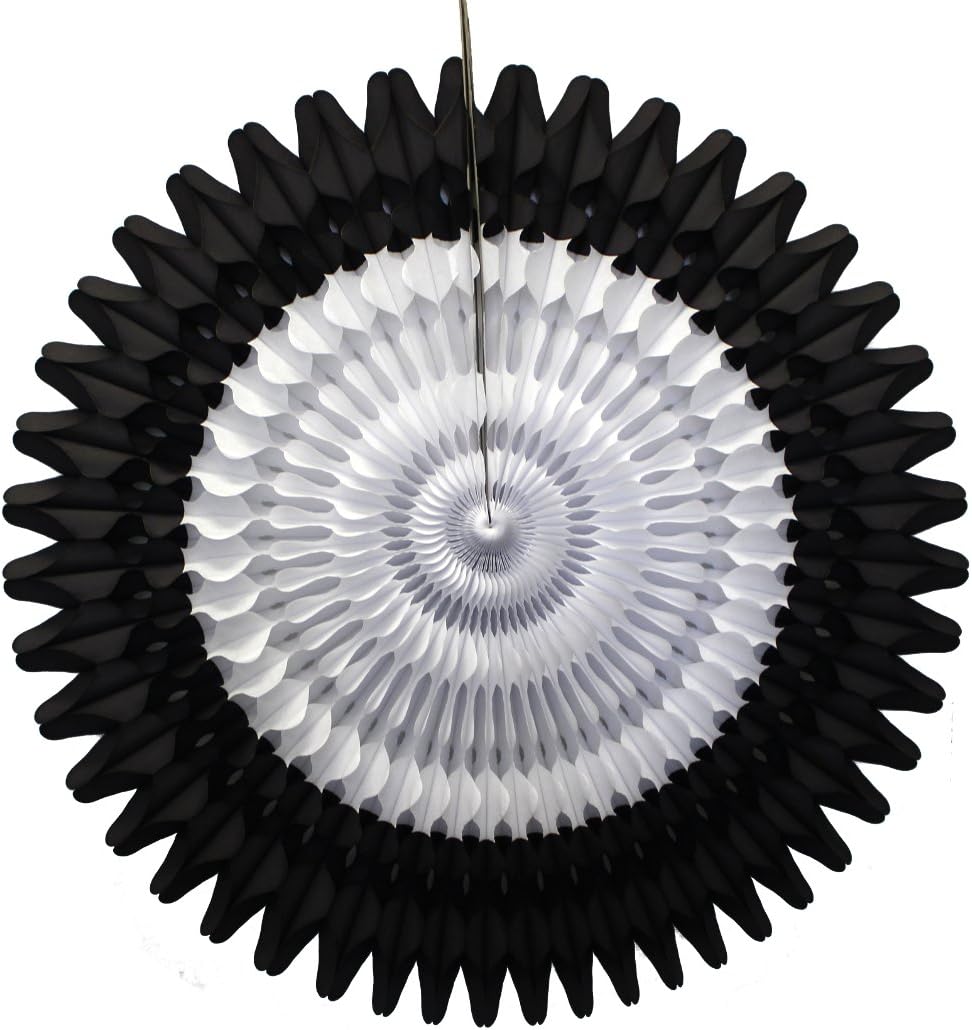 3 Piece Black and White Tissue Paper Fan Decor Set