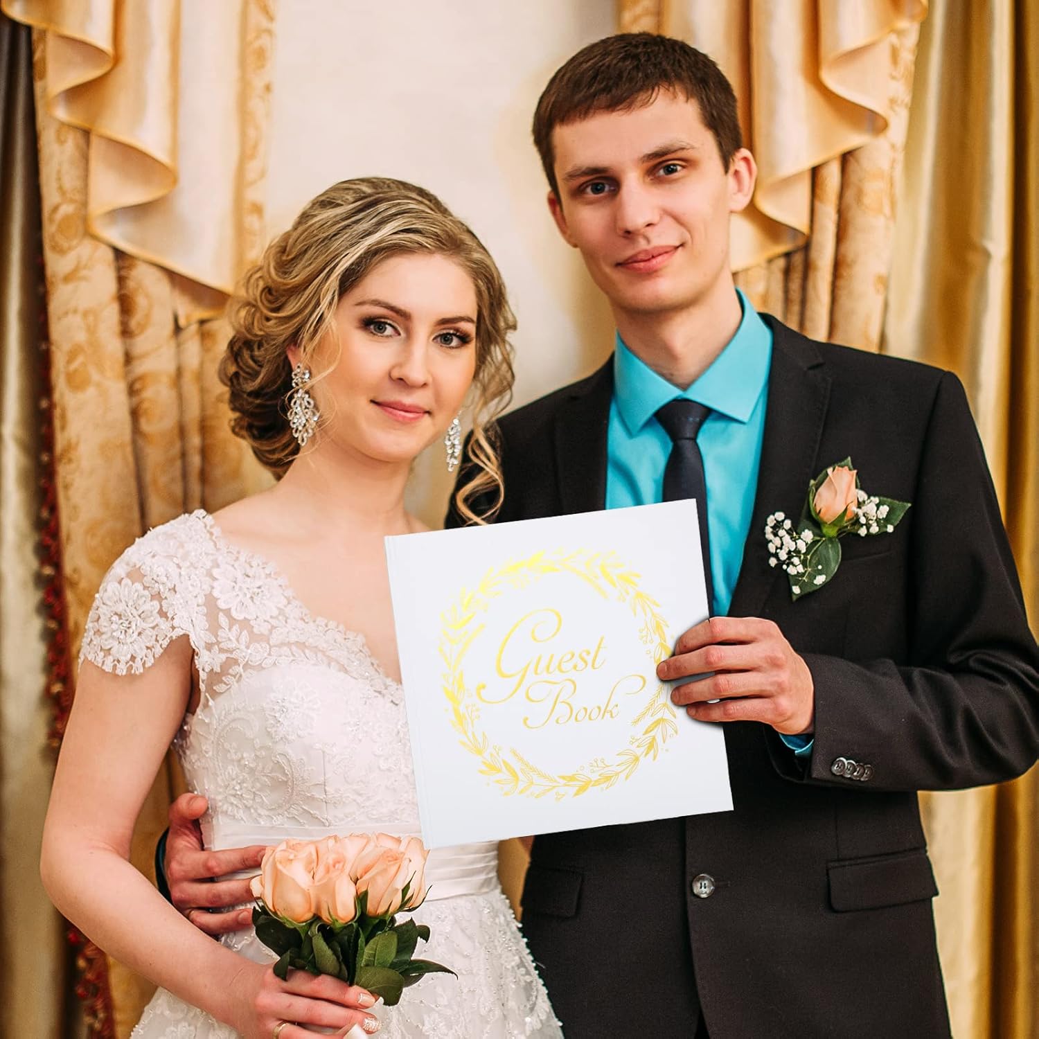 Wedding Guest Book with Pen and Table Cards 9x9 Inch