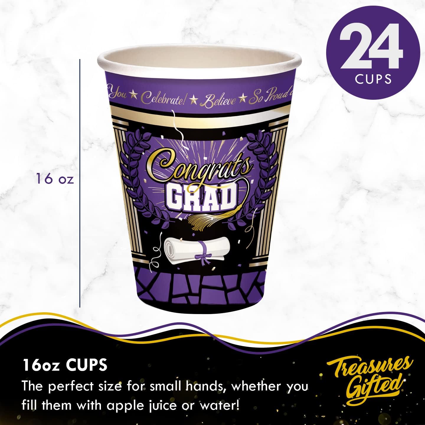 Treasures Gifted Purple Graduation Decor Set for 24 Guests