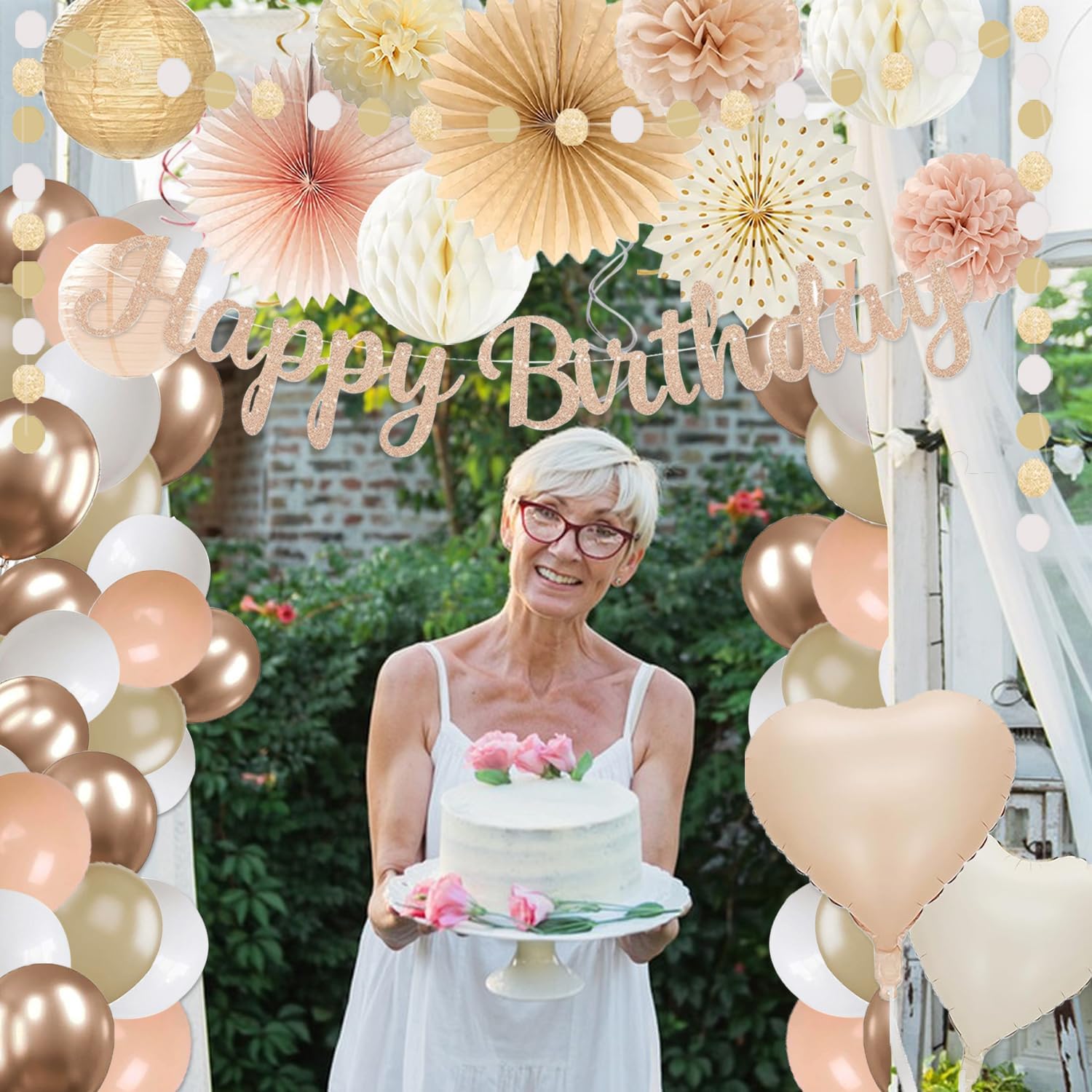 Champagne Gold Beige Birthday Decorations for Women Girls
