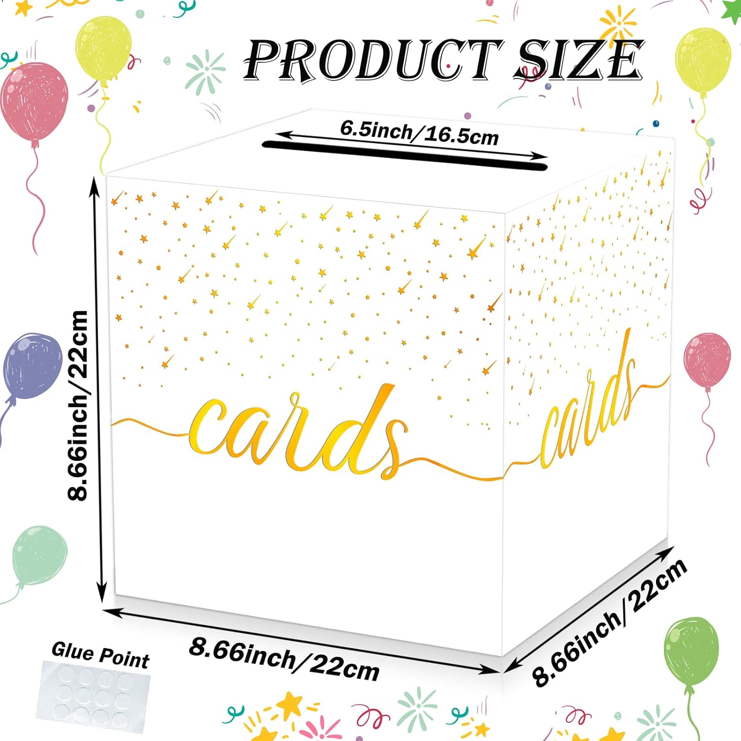 Elegant White Wedding Card Box with Shooting Stars