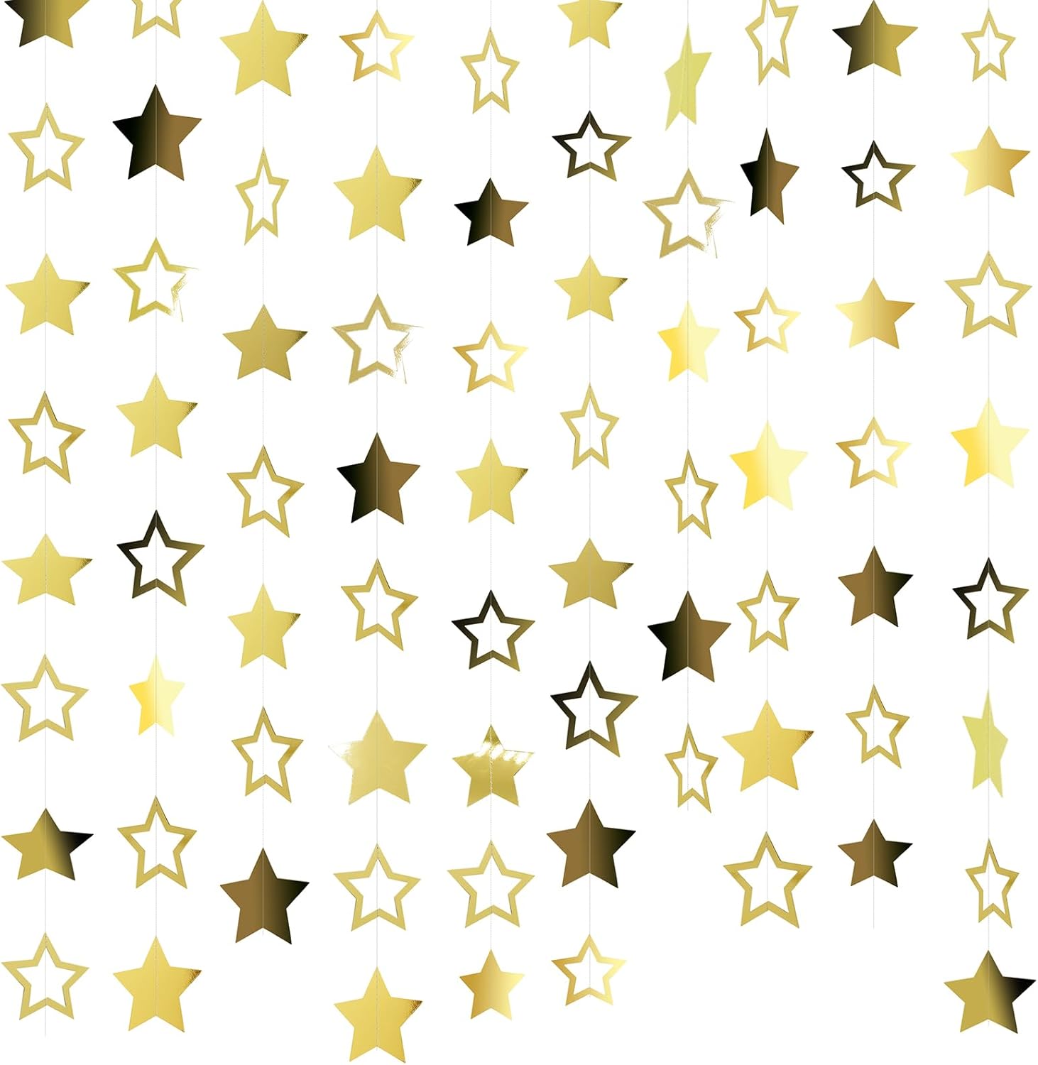 10 Pack Glitter Star Garland for Party Decorations