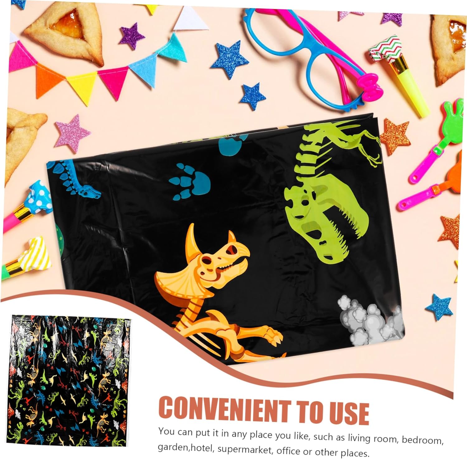Dinosaur Pattern Disposable Tablecloth for Birthday Parties and Gatherings