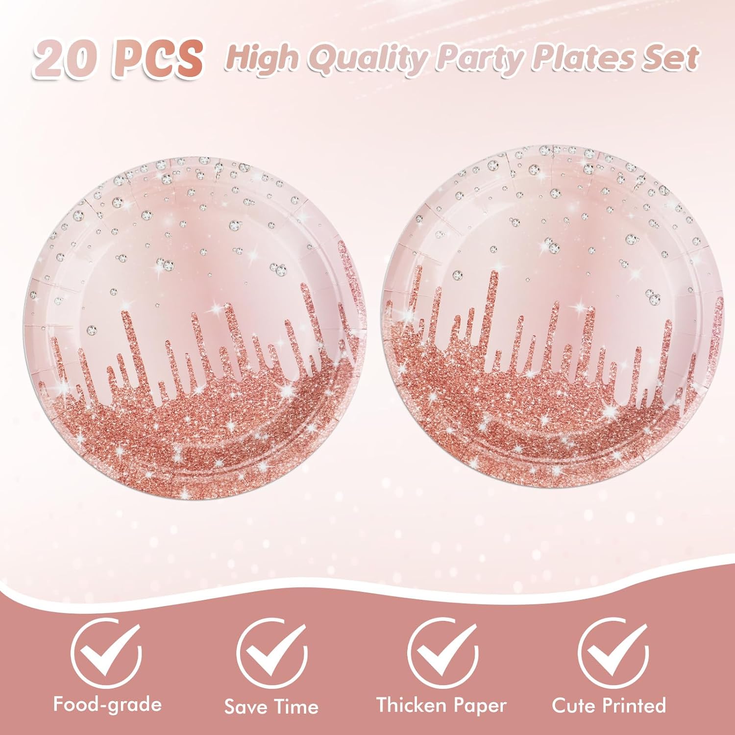 Pink Rose Gold Birthday Party Decor Set for Women