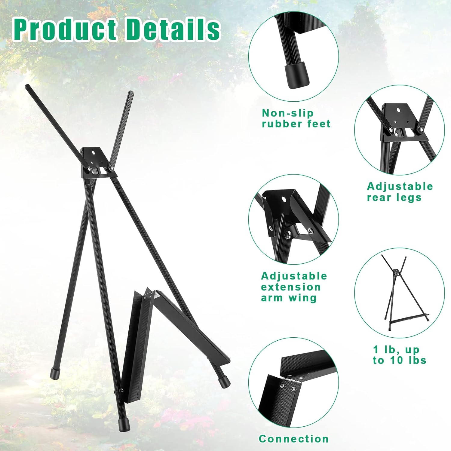Xinnun 12 Pcs Adjustable Portable Tabletop Easel Display Stand Black