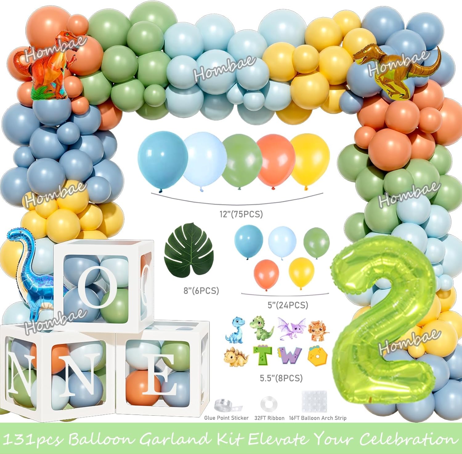 Fiesec Two Rex Birthday Decorations for Boys