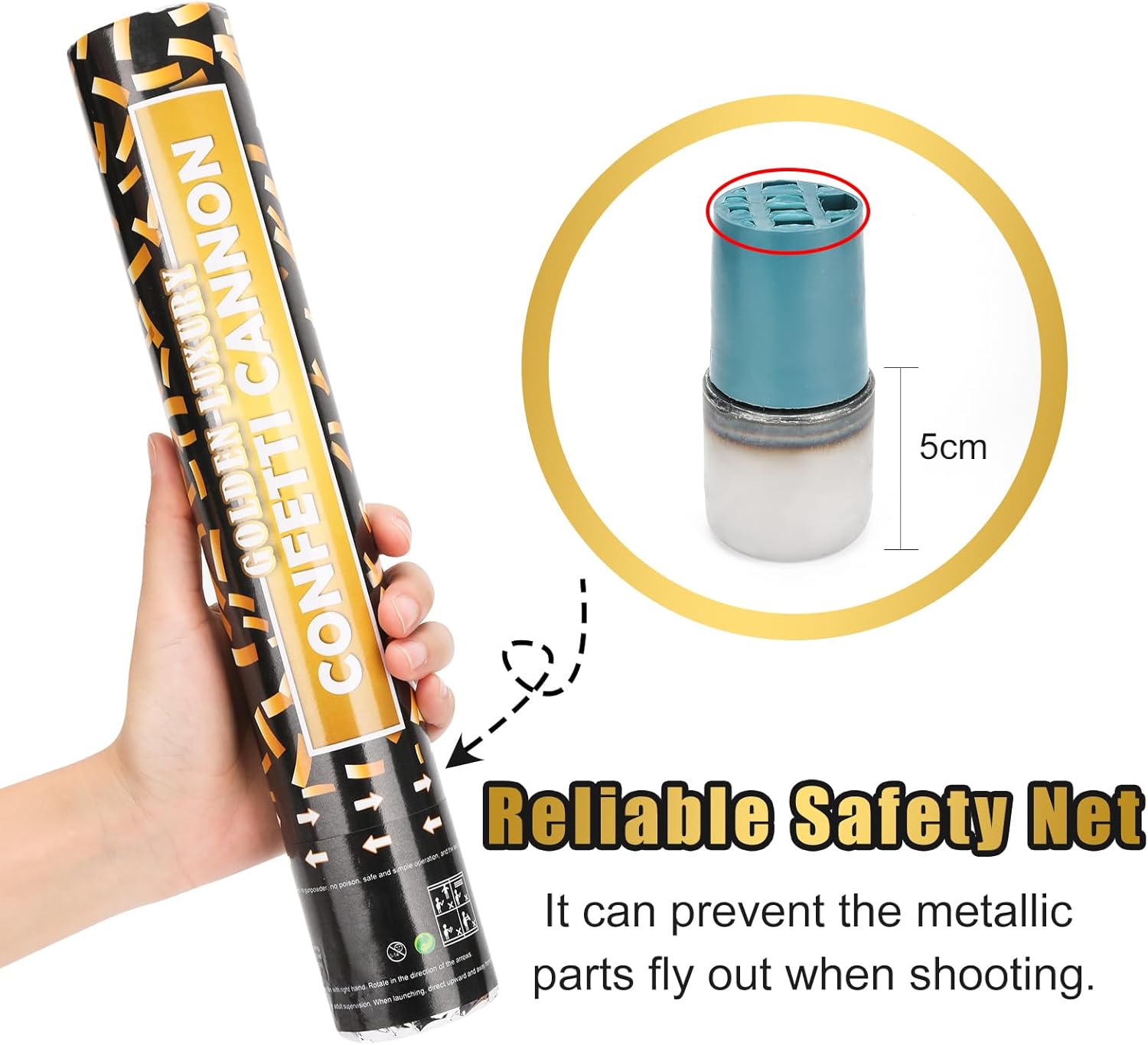 Gold Confetti Cannon 5 Packs 12 Inch Party Poppers