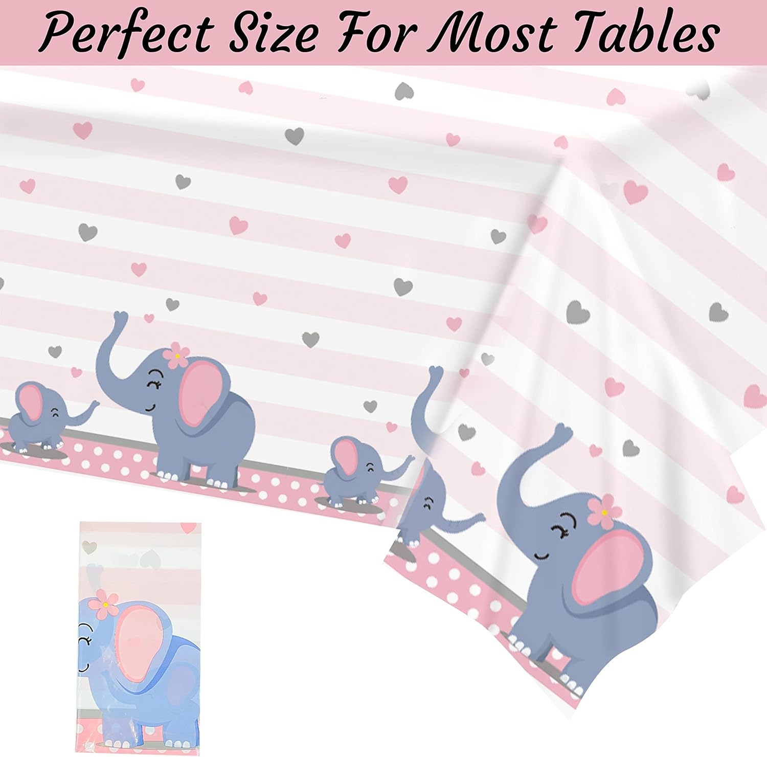 201 Pc Pink Elephant Baby Shower Decorations Set Serves 25