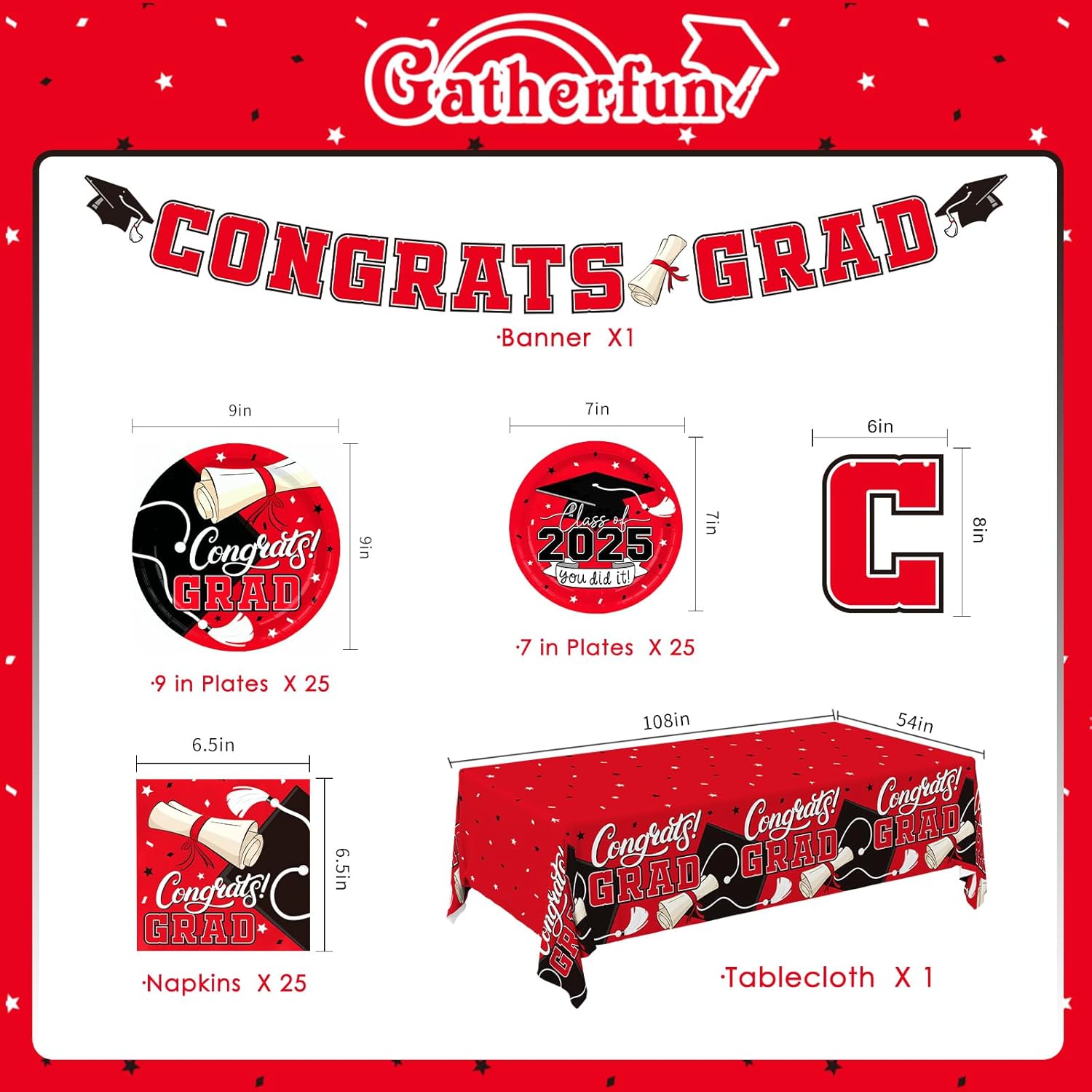 2025 Graduation Decor Kit for 25 Guests