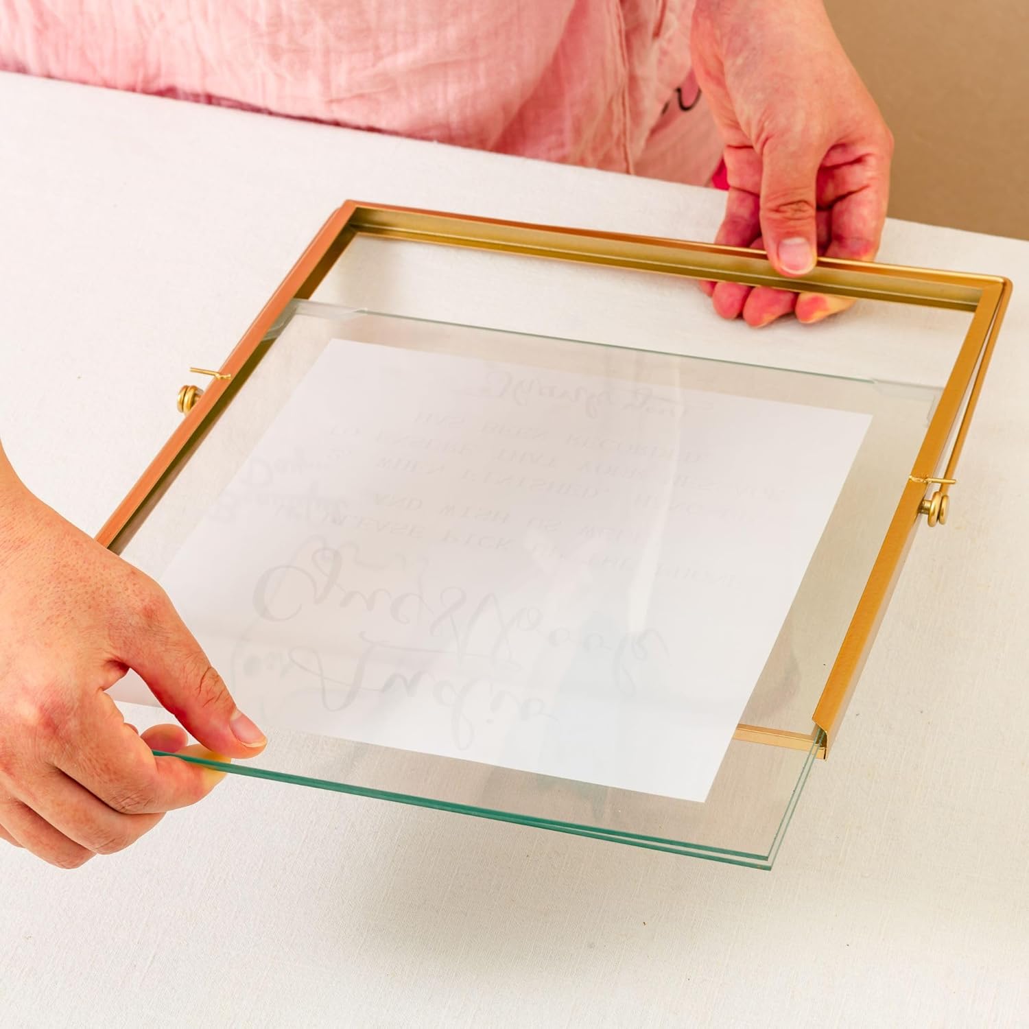 Calculs Gold Floating Picture Frame Wedding Guest Book