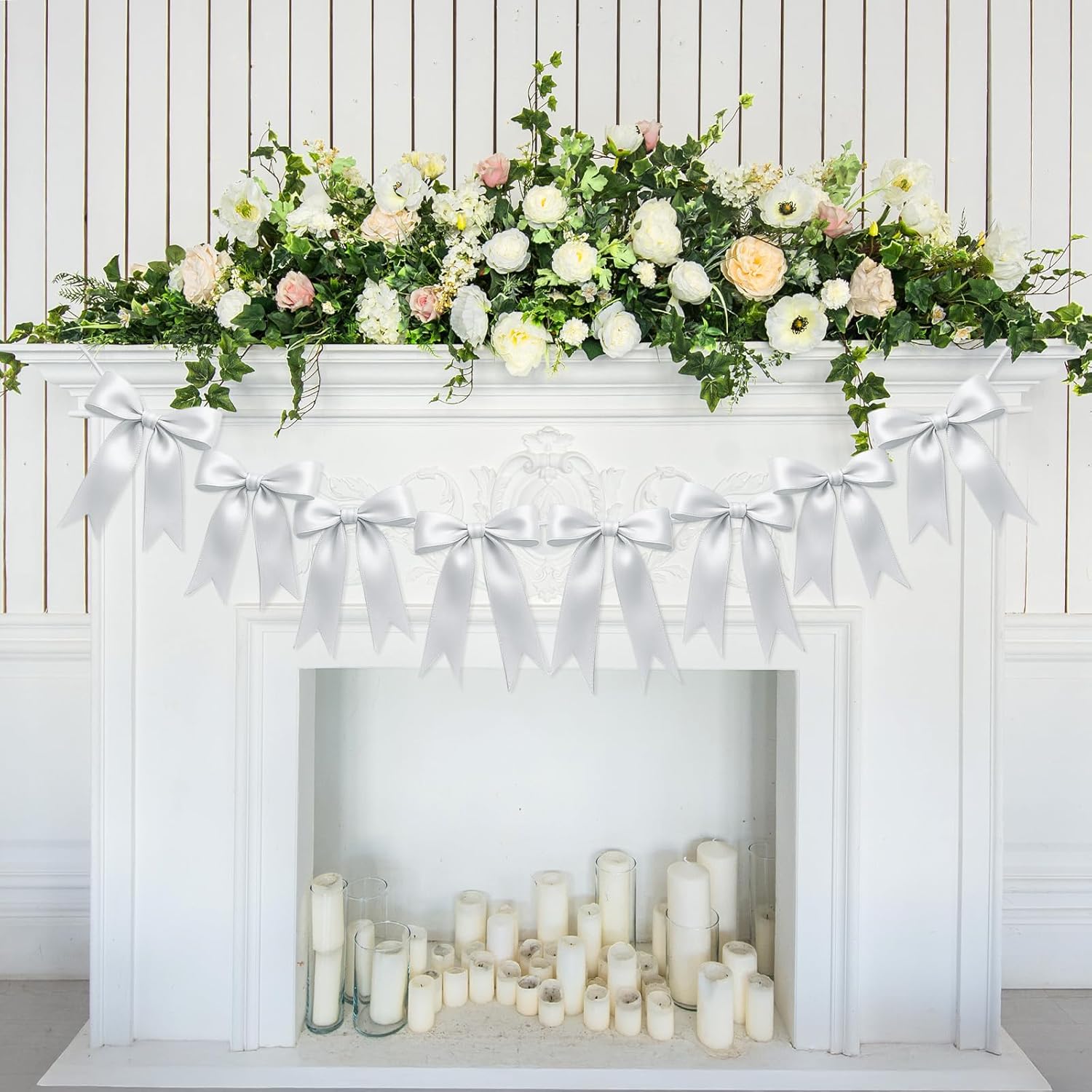 2 Strings 16PCS White Bow Garland Decorations for Events