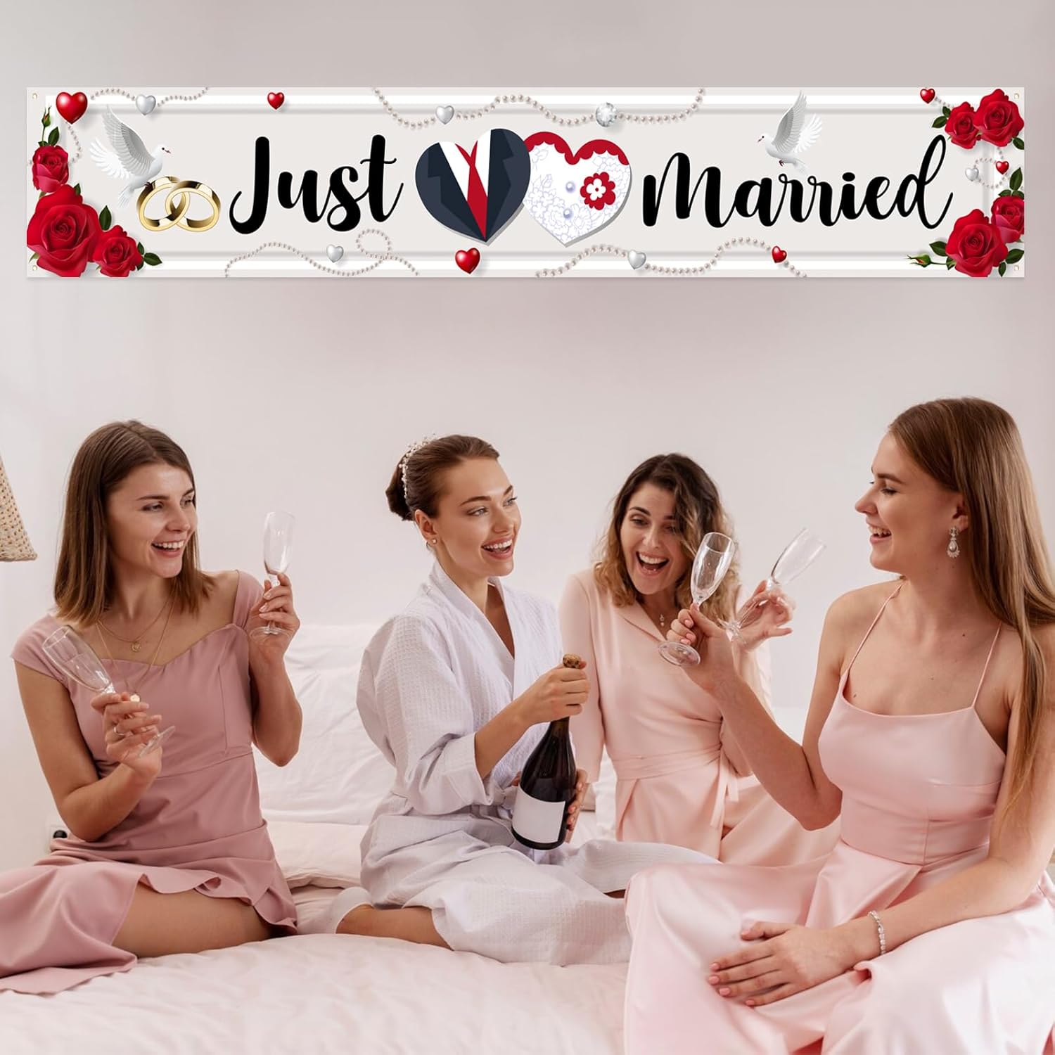 Labakita Large Just Married Banner for Wedding Ceremony Decorations