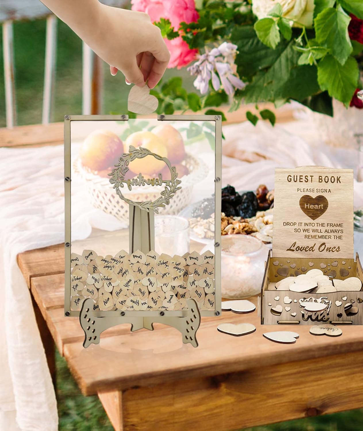 Heart Wedding Guest Book Alternative with Stand