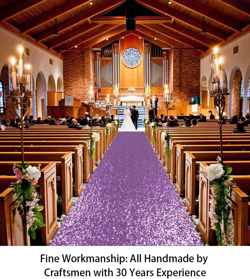 ShiDianYi Lavender Sequin Aisle Runner Wedding 15FT