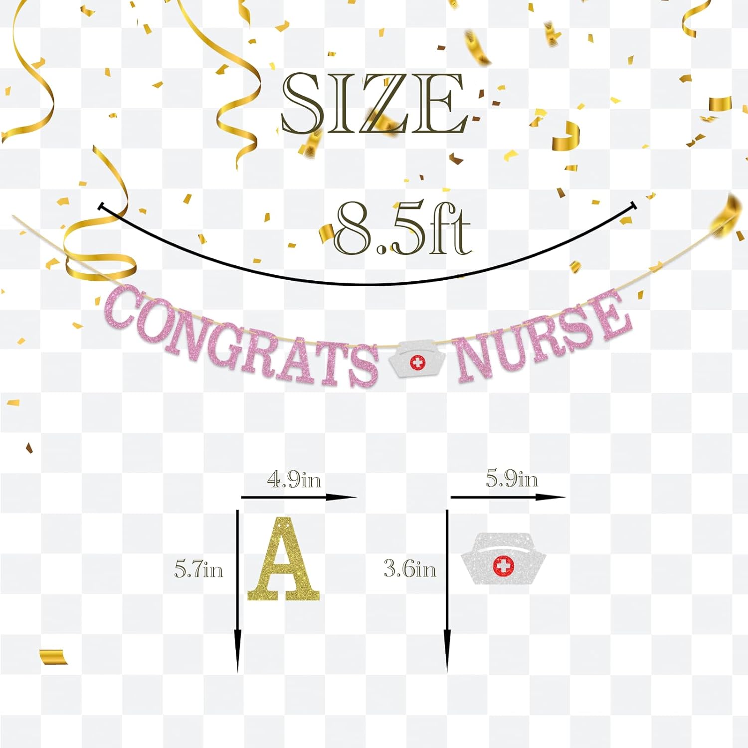 Pink Glitter Congrats Nurse Banner 3x5