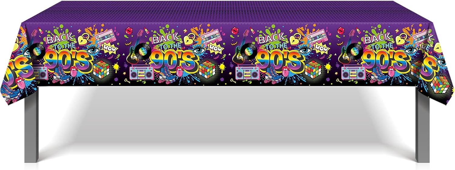 CC HOME 90s Party Tablecloth 54x87 Inch