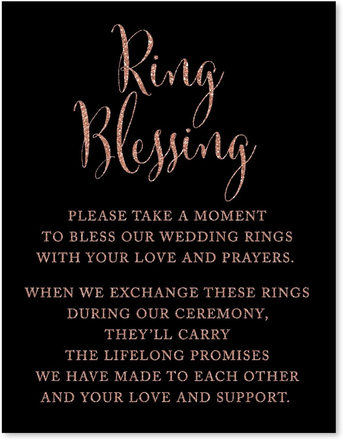 Andaz Press Wedding Party Sign Faux Rose Gold Glitter on Black 85x11-inch 1-Pack Decorations