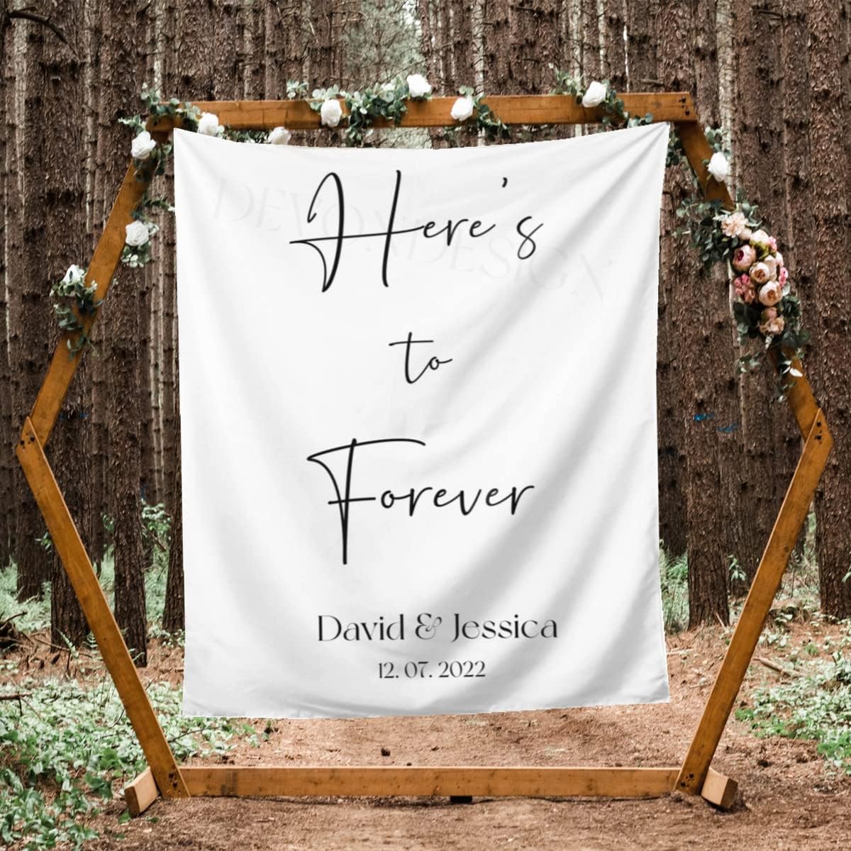 Personalized Rustic Backdrop with Names and Date