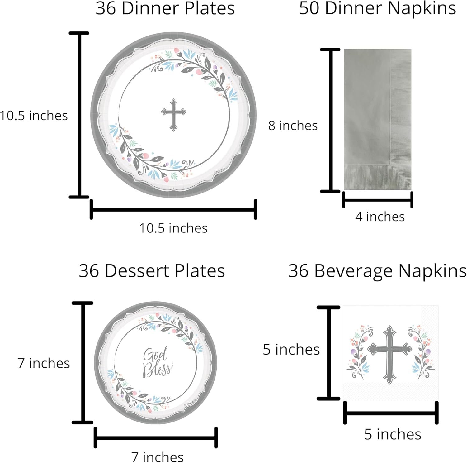 Religious Party Plates Napkins Set for 36 Guests