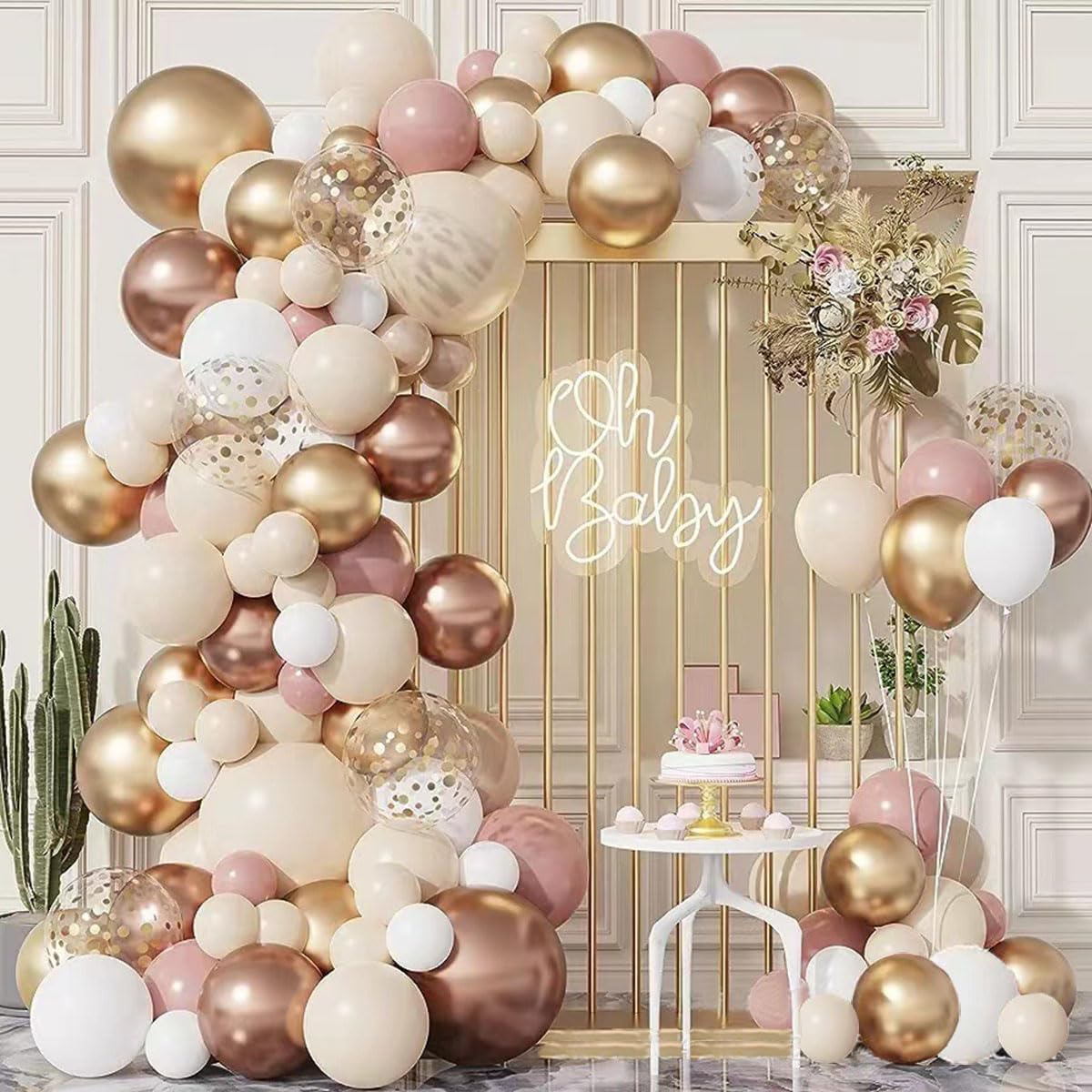 Yesier Balloon Arch Kit Pink White Gold Balloons