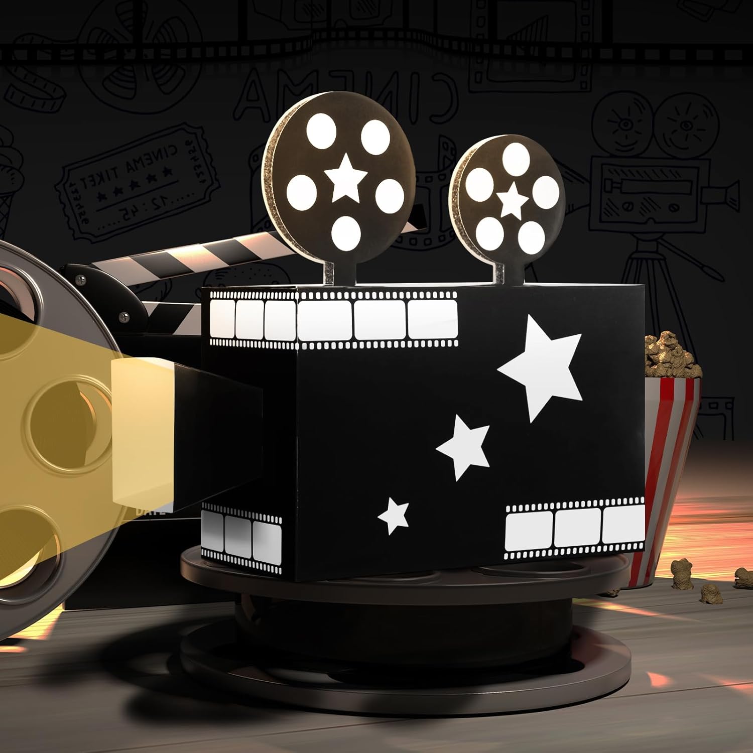 4 Pcs Movie Night Party Decorations Red Carpet Centerpieces