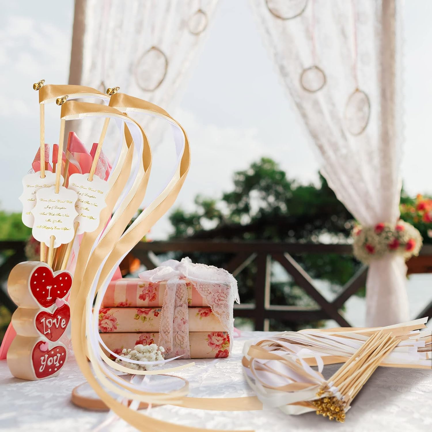 Janinka 100 Piece Wedding Wand with Stick and Bell Set