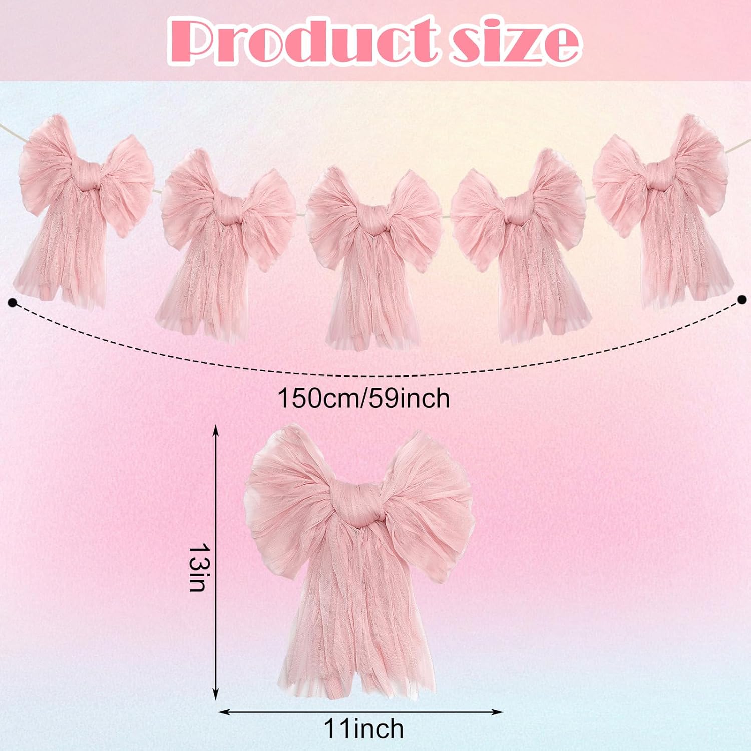 Pink Bow Garland Banner for Coquette Birthday Party Decor