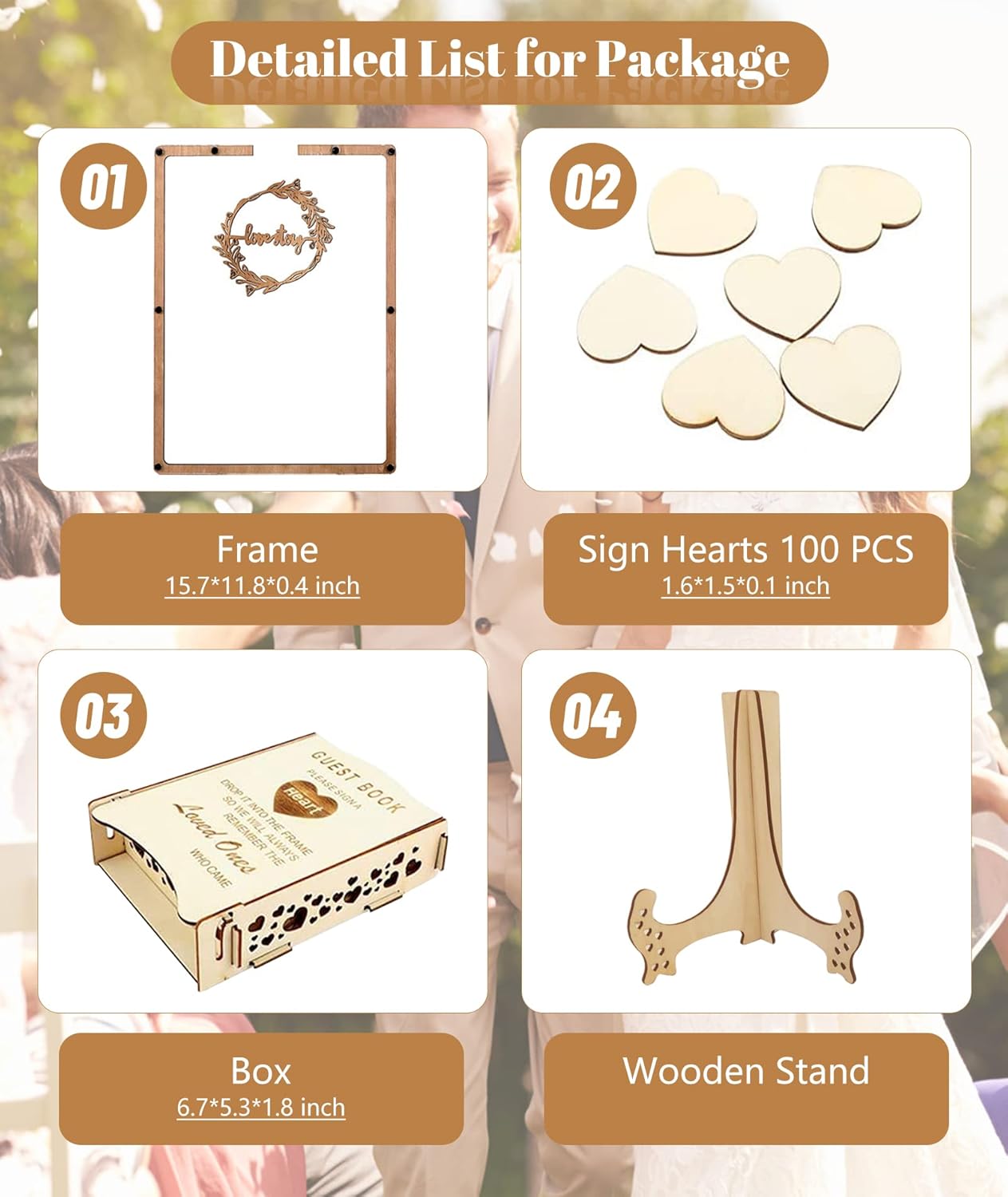Heart Wedding Guest Book Alternative with Stand