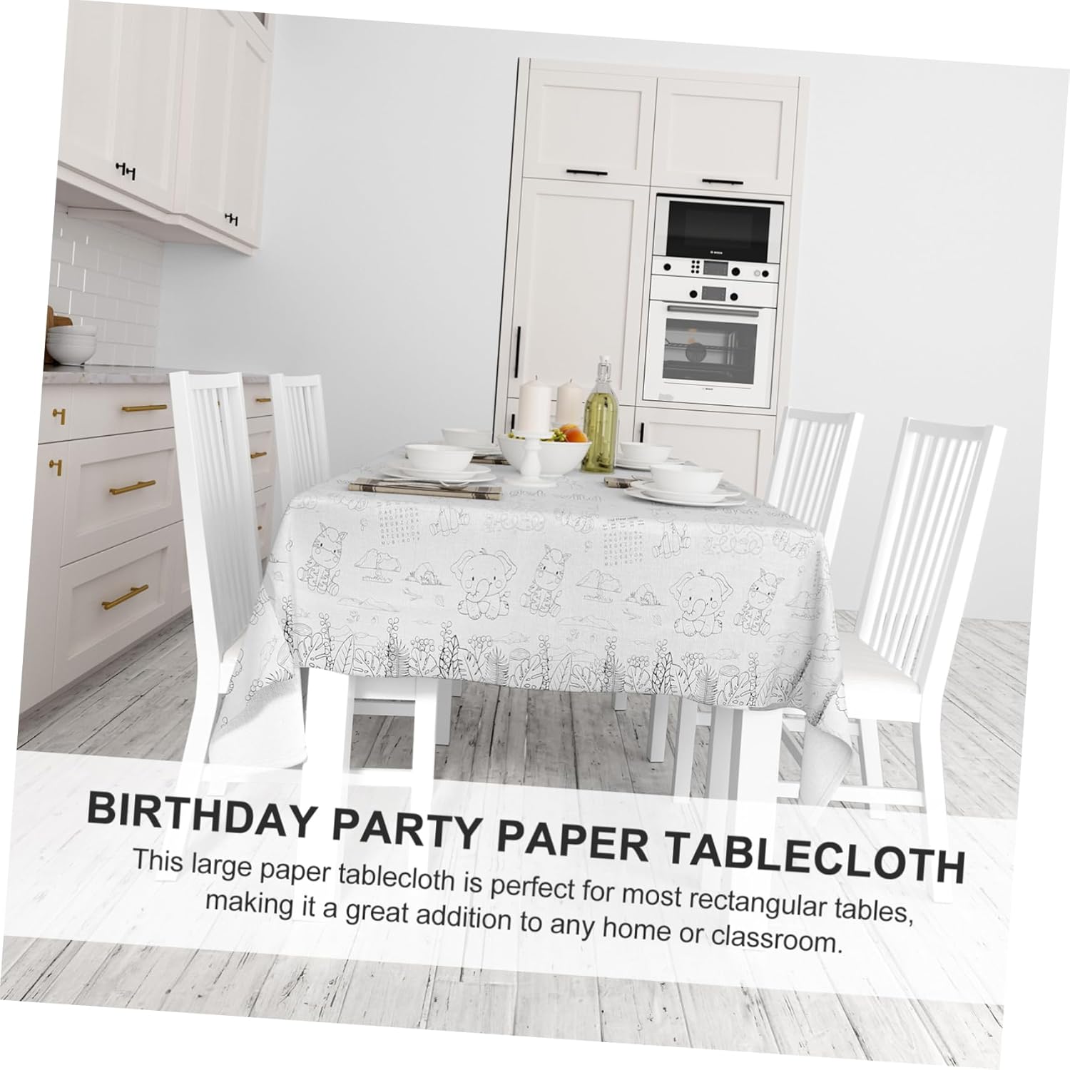 Happy Birthday Animal Themed Durable Paper Tablecloth for Parties