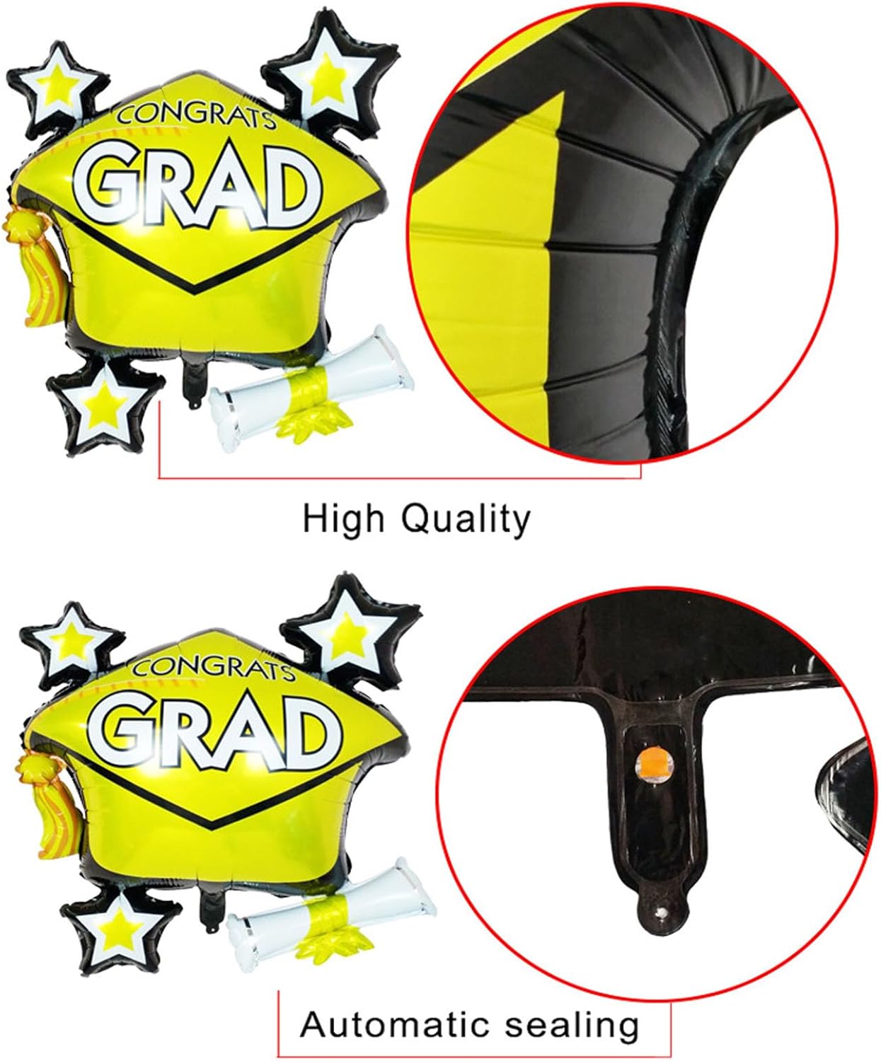 Soochat Graduation Cap Balloon 2Pcs Gold