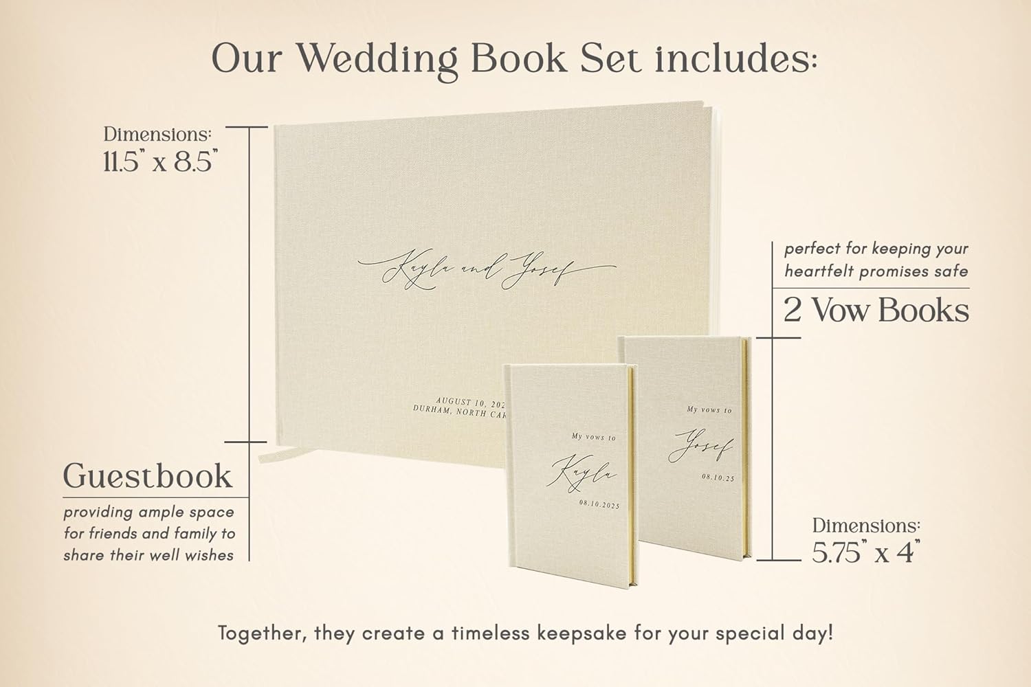 Modern Album Designs Personalized Wedding Book Set - Cream