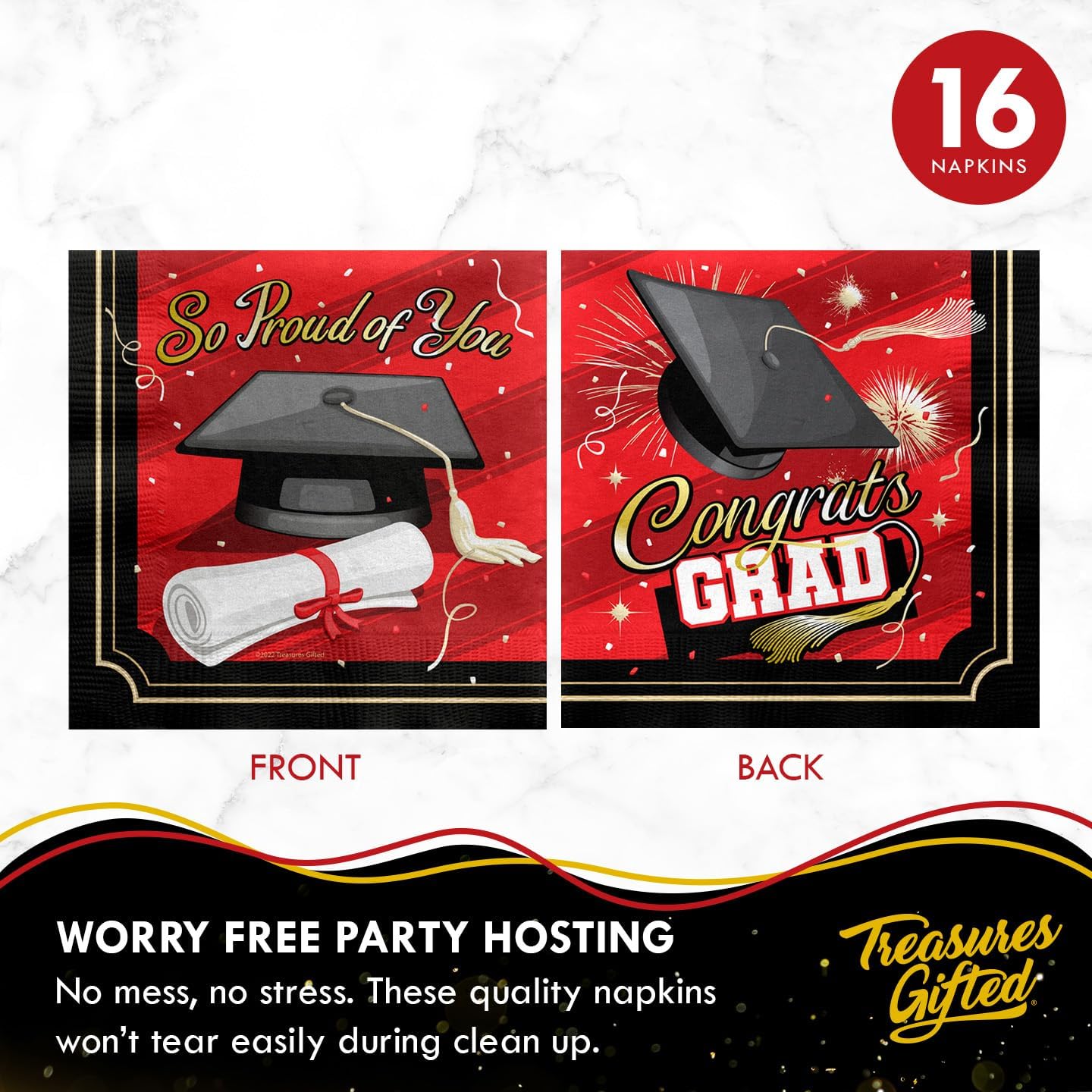 Treasures Gifted Red Graduation Decorations Set of 16