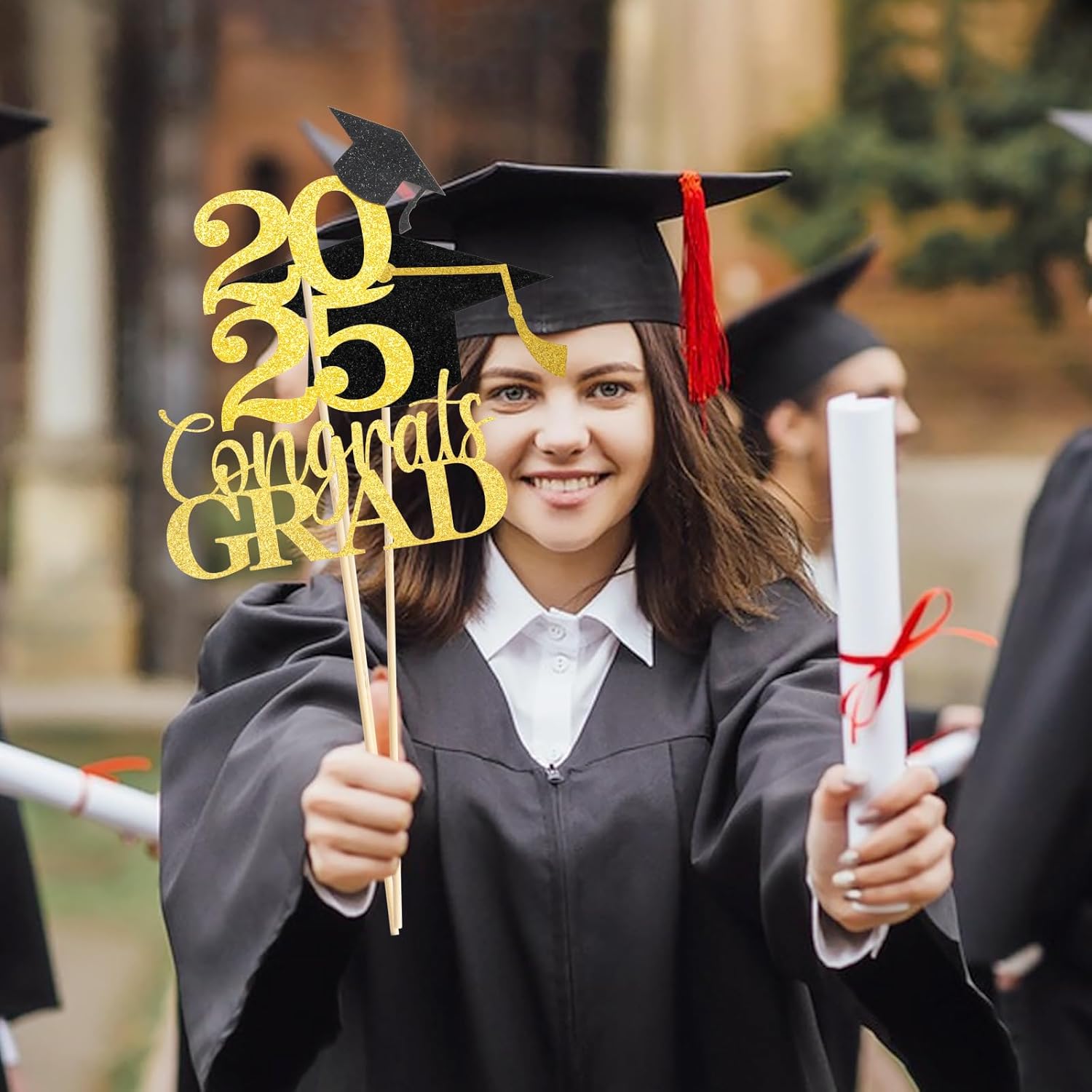 2025 Graduation Centerpieces Gold Black Set of 16