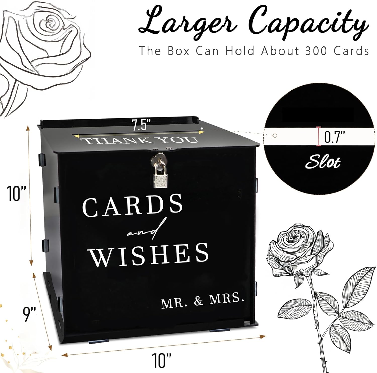 Black Acrylic Card Box with Slot and Lock