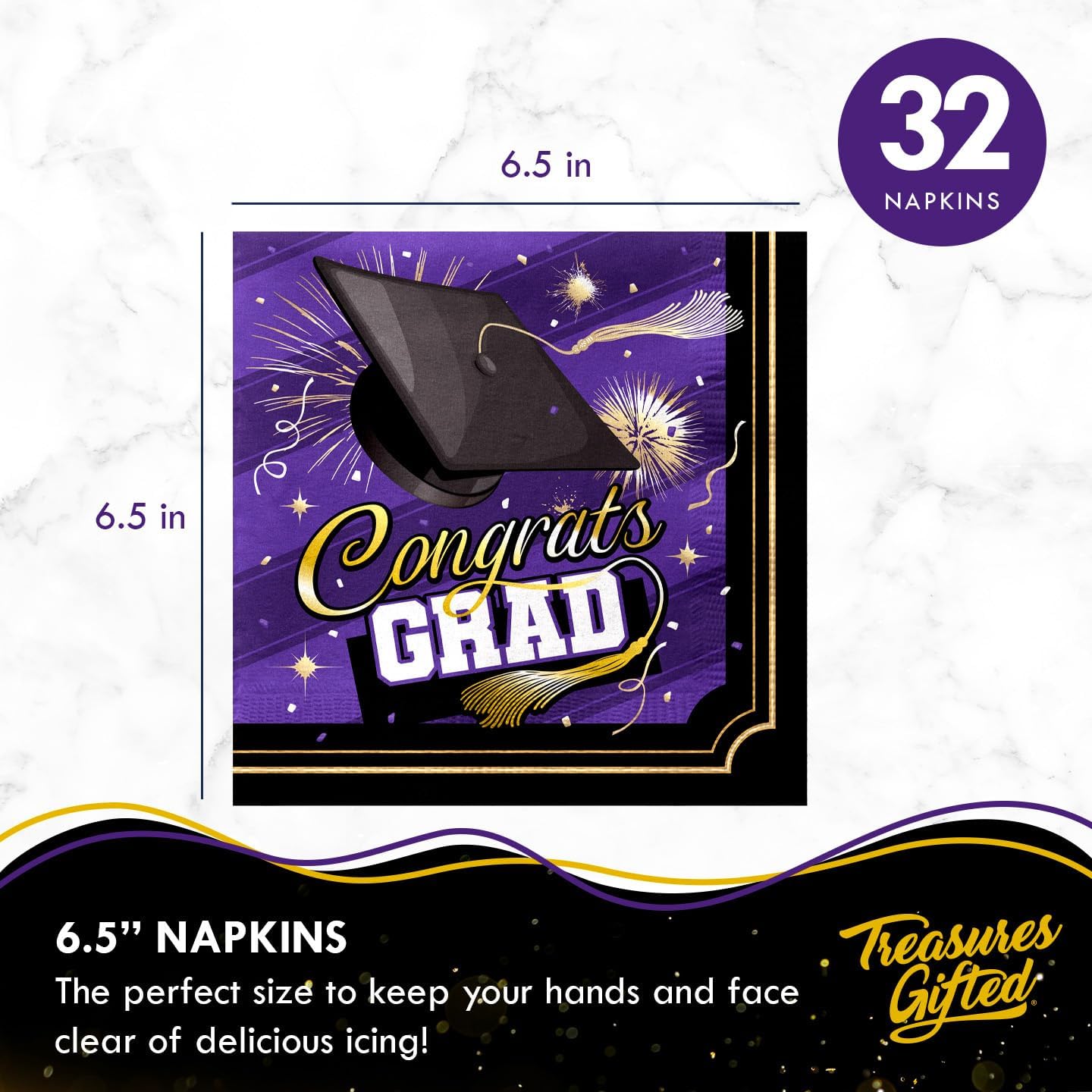 Treasures Gifted Purple Graduation Decorations Set of 24