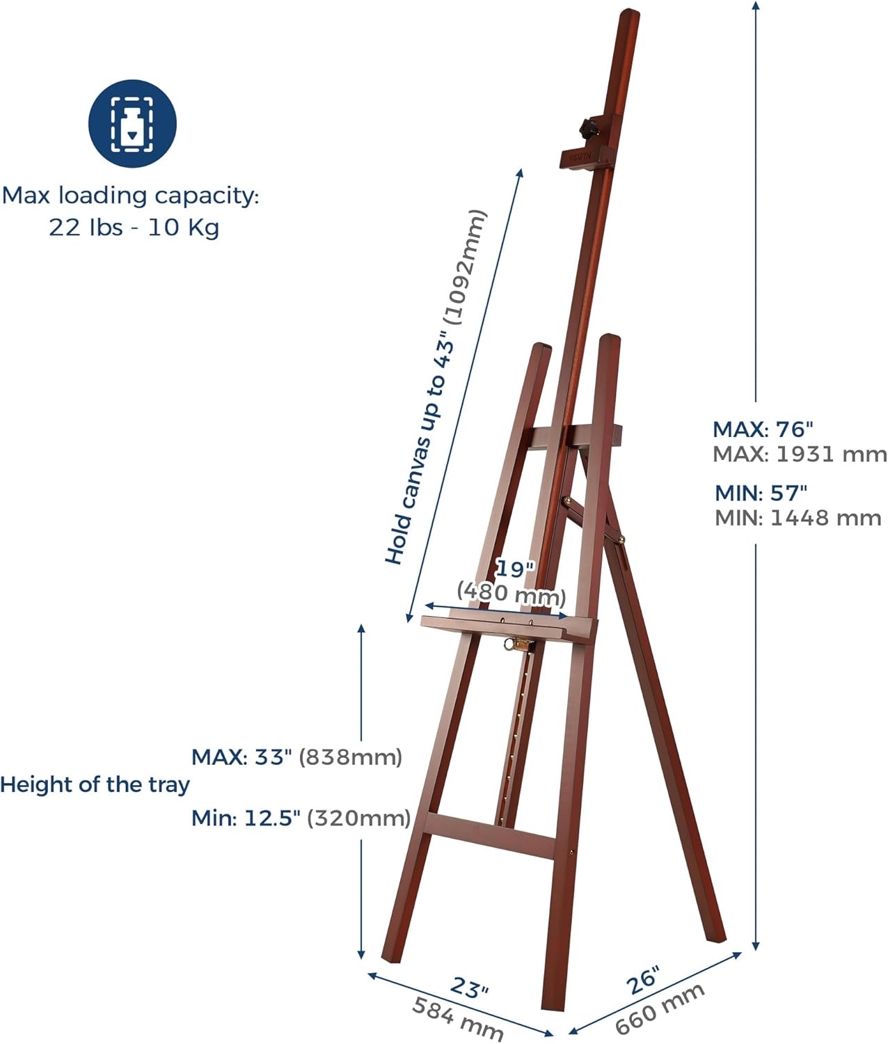 VISWIN Foldable Wooden Art Easel for Painting and Display