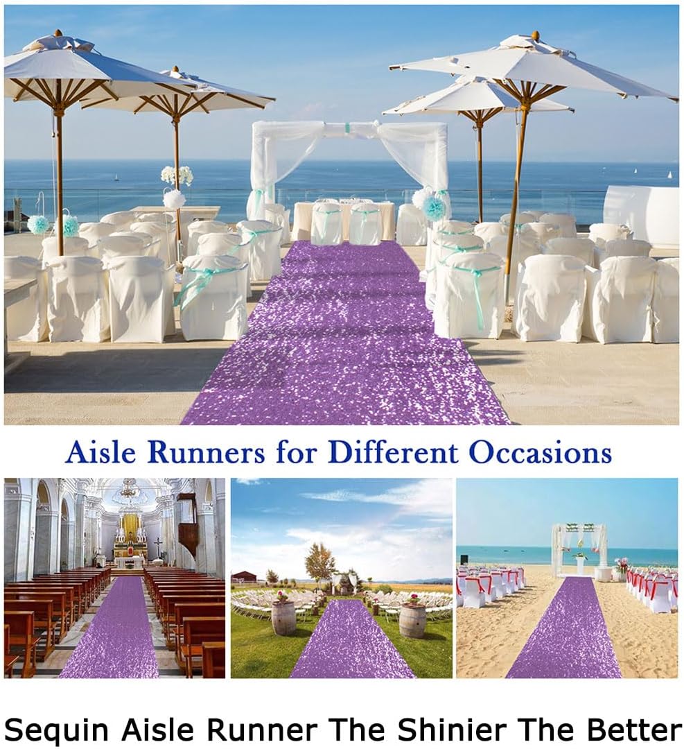 ShiDianYi Lavender Sequin Aisle Runner Wedding 15FT