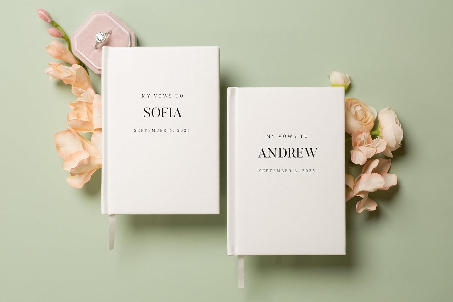 Personalized Wedding Book Set with Guestbook and Vow Books