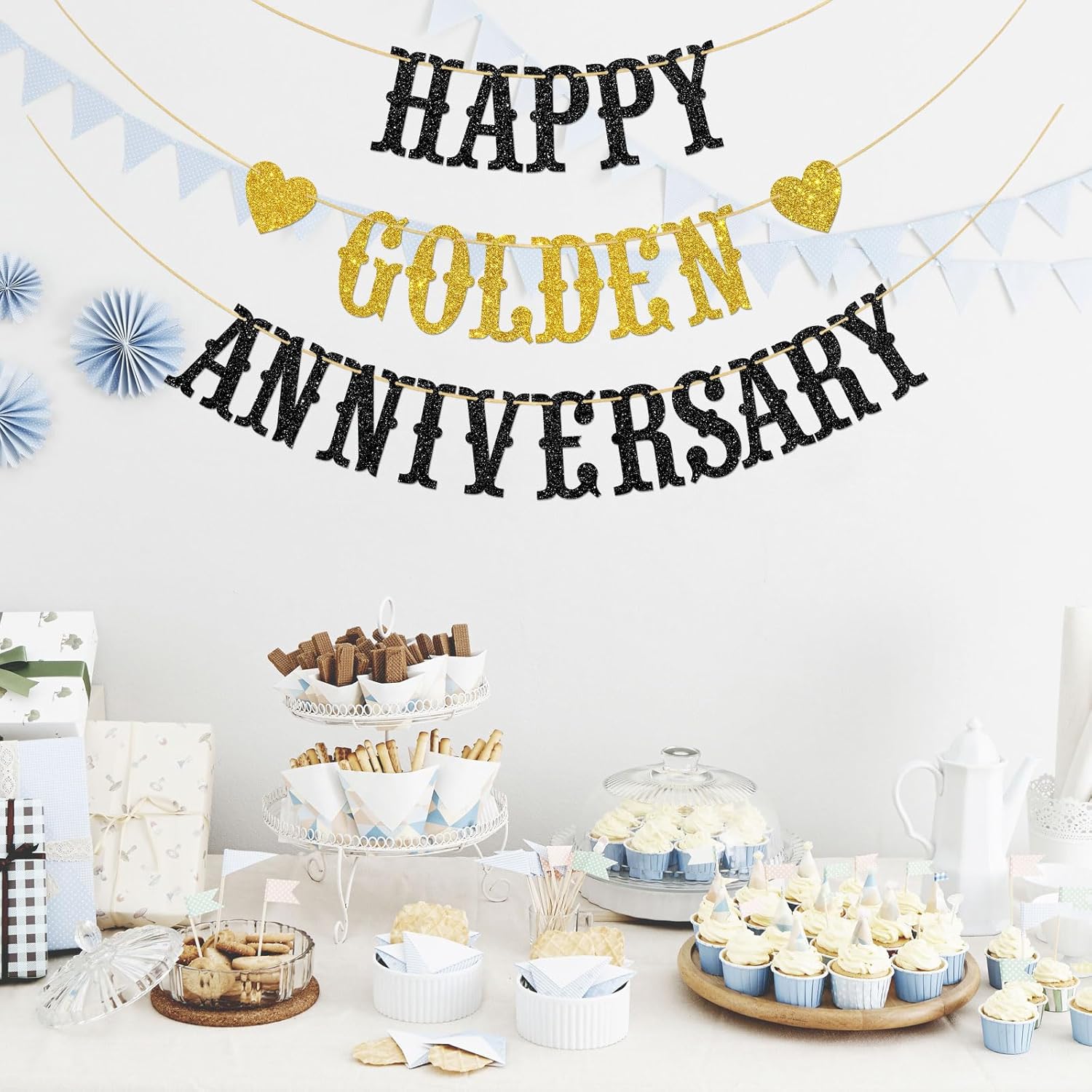Happy Golden Anniversary Banner Wedding Party Decorations